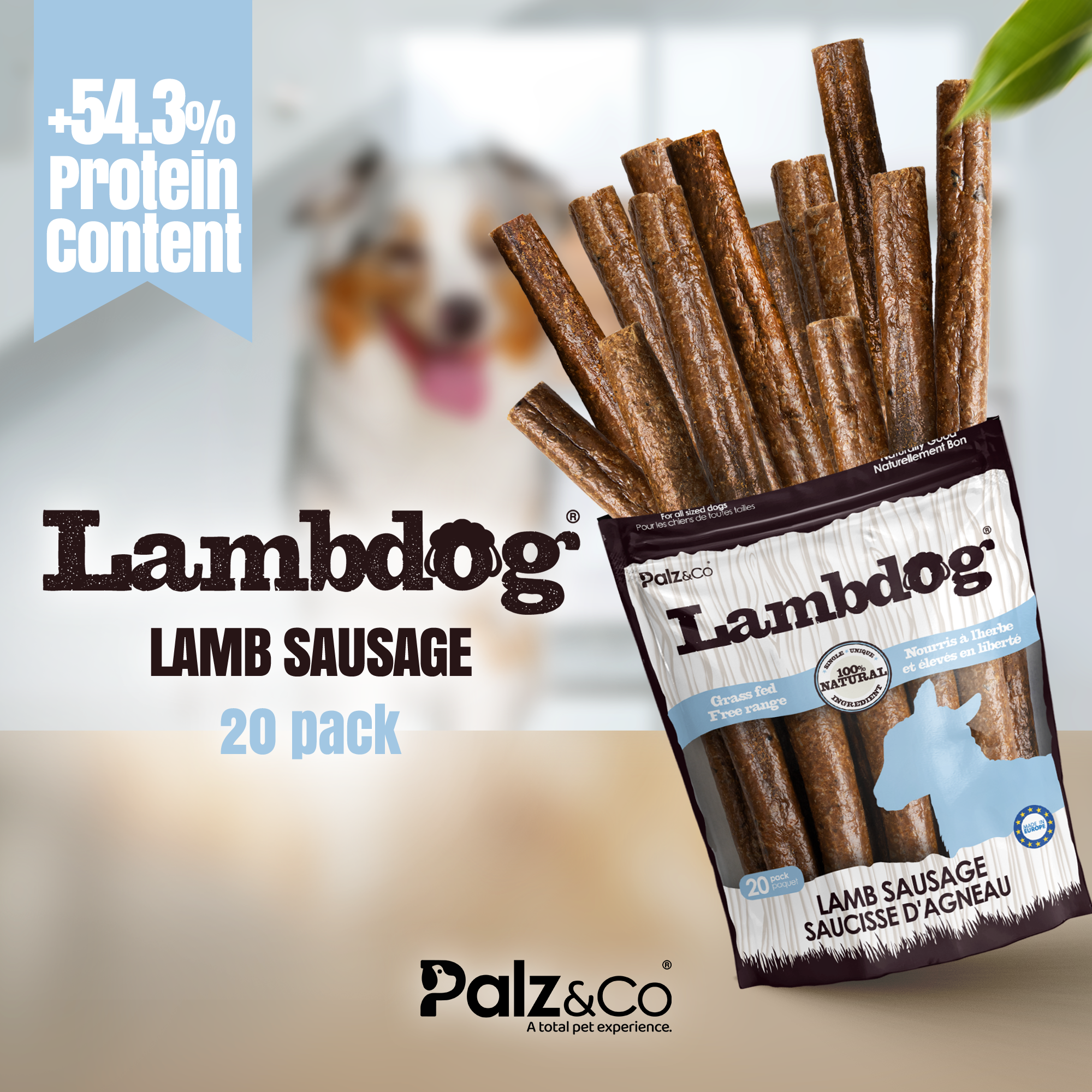 Palz&Co - Lambdog Lamb Sausage Treats: 20 Pack