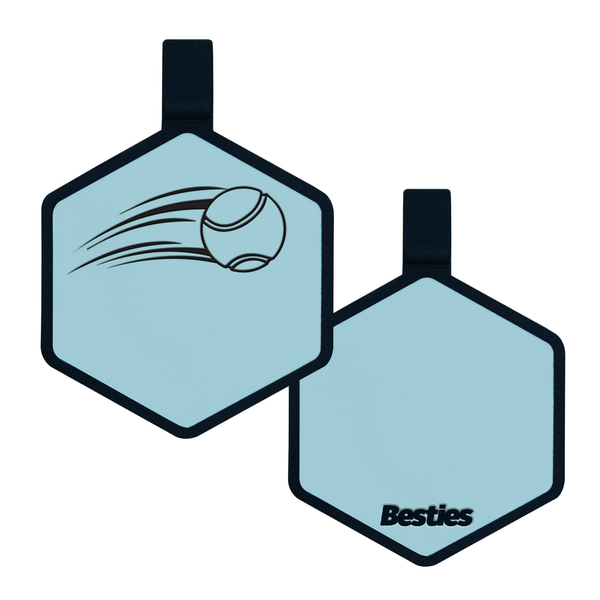 Besties Pets - Tennis Ball Silicone Dog ID Tag: Aqua