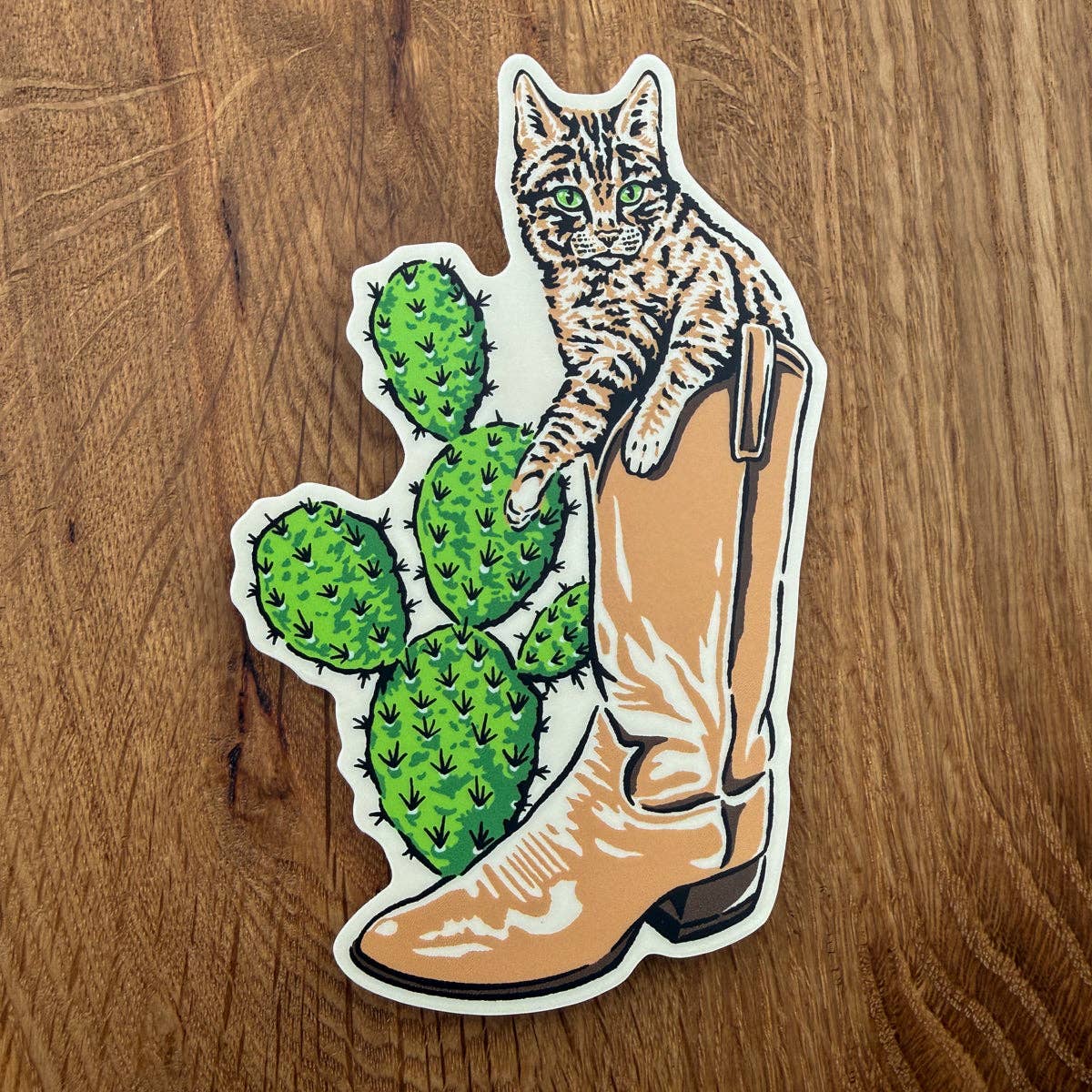 Steel Bison - Cactus Boot Cat 4 Inch Matte Vinyl Sticker