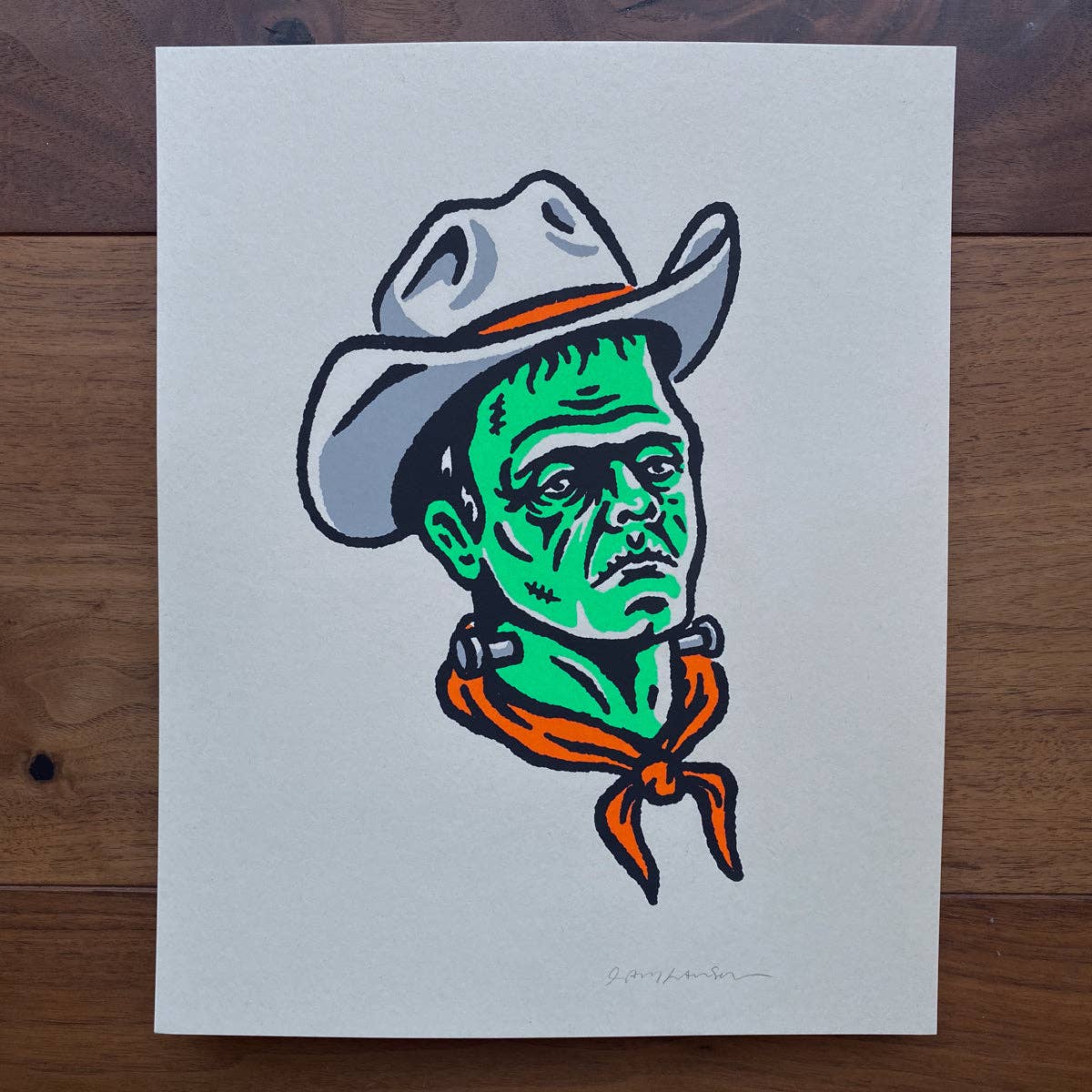 Steel Bison - Cowboy Frank - Signed 8x10in Silkscreen Print