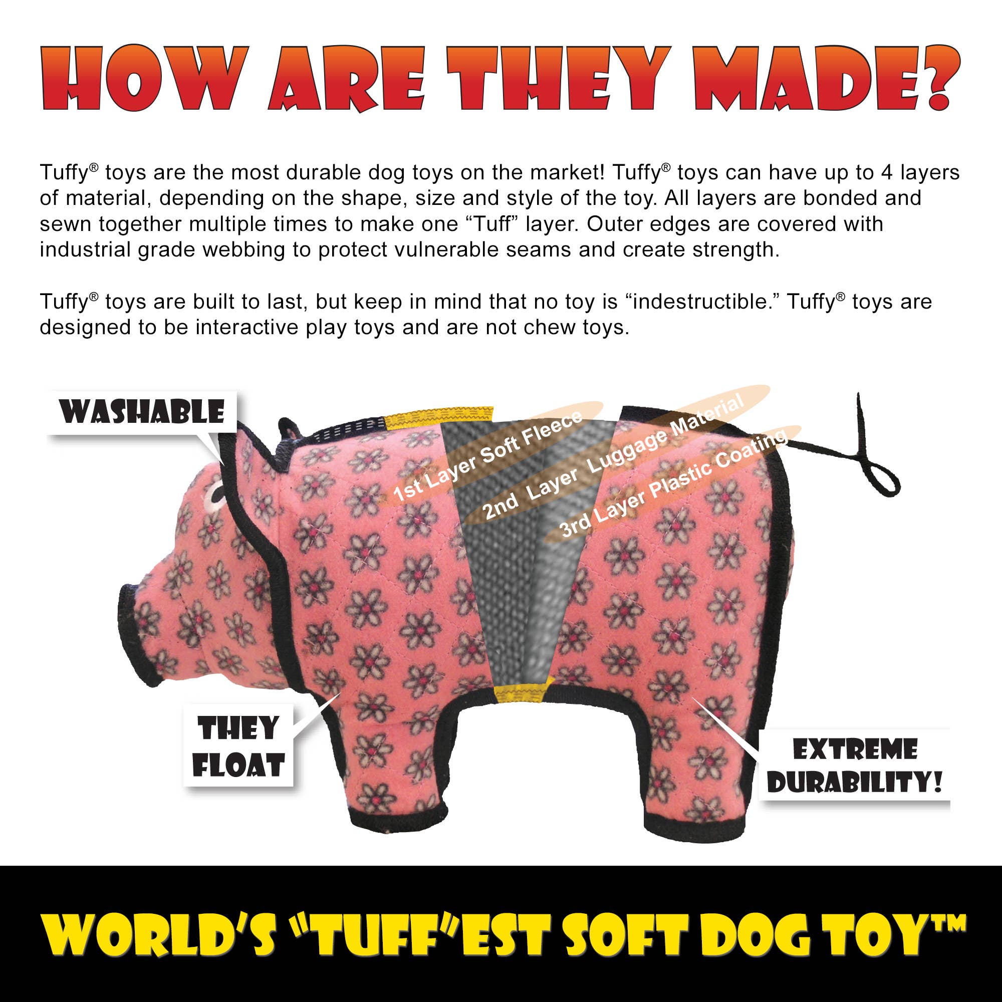 Tuffy Dog Toys - VIP Products - Tuffy Holiday Medium Ring Wreath, Durable Squeaky Dog Toy