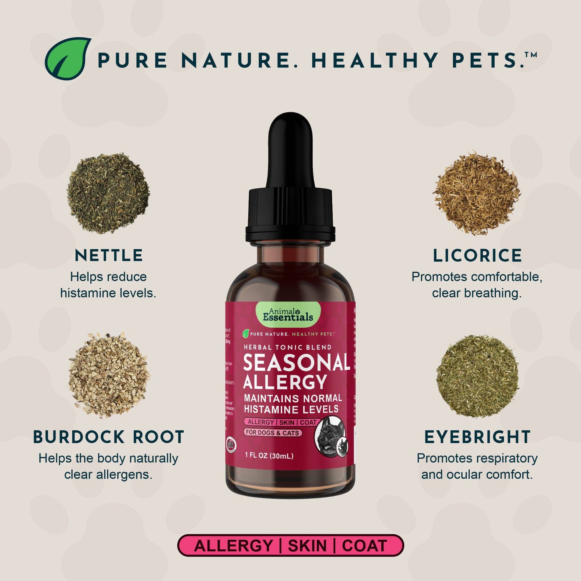 Animal Essentials | Seasonal Allergy Herbal Tonic | Maintains Normal Histamine Levels: 1oz