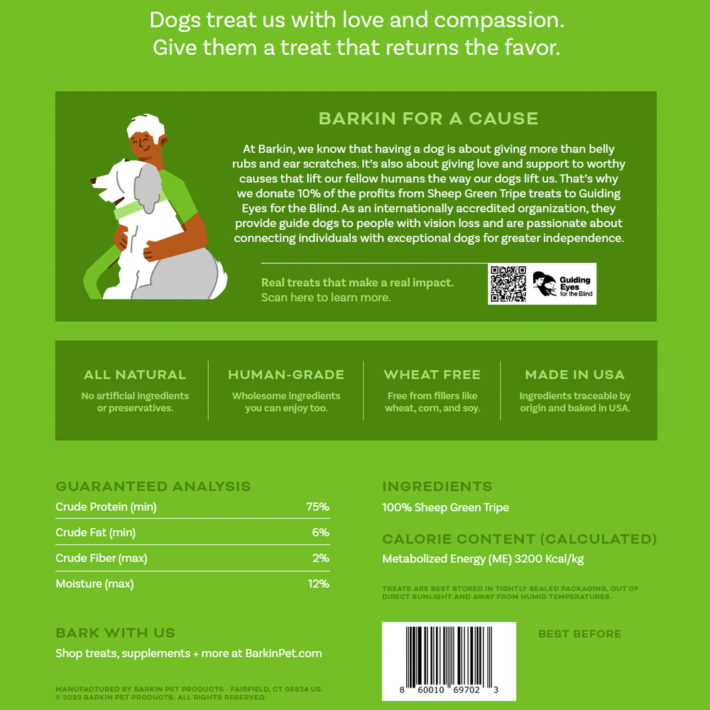 
                  
                    Barkin | Sheep Green Tripe Single Ingredient Dog Treat
                  
                