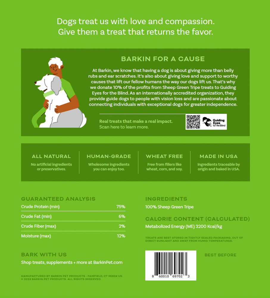 
            
                Load image into Gallery viewer, Barkin | Sheep Green Tripe Single Ingredient Dog Treat
            
        