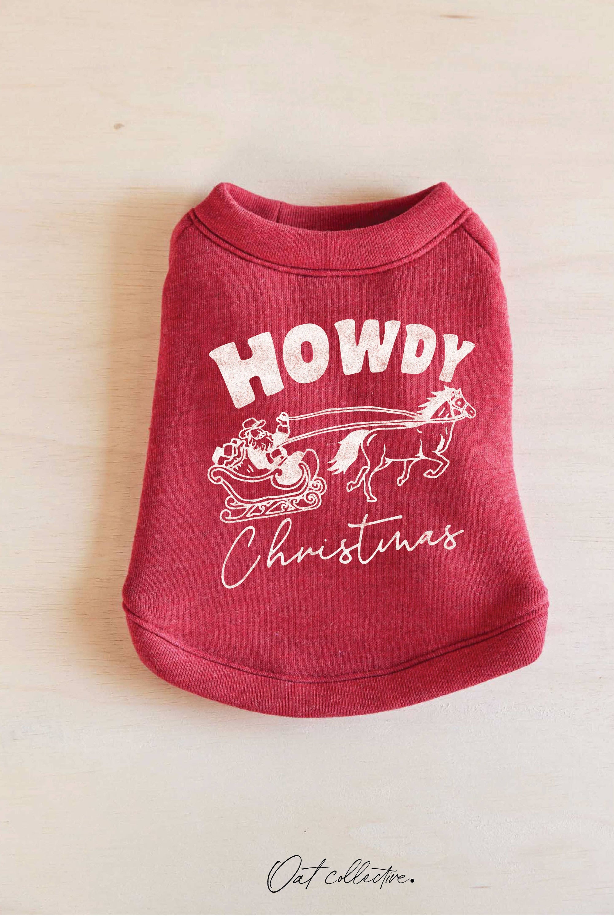OAT COLLECTIVE - HOWDY CHRISTMAS Pet Graphic Sweatshirt.: HEATHER CRANBERRY / M