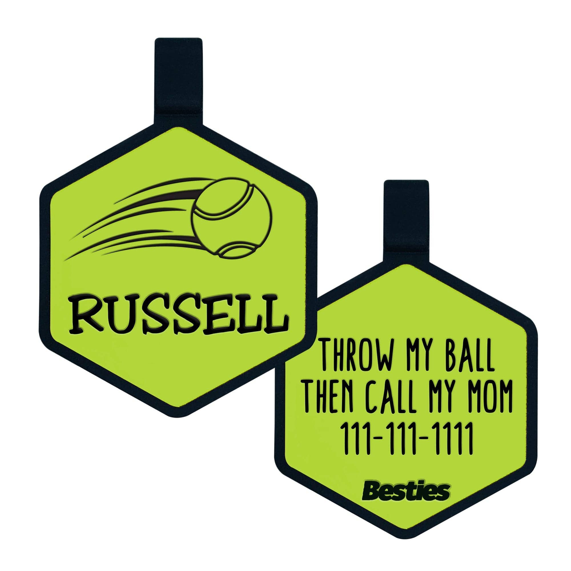 Besties Pets - Tennis Ball Silicone Dog ID Tag: Aqua