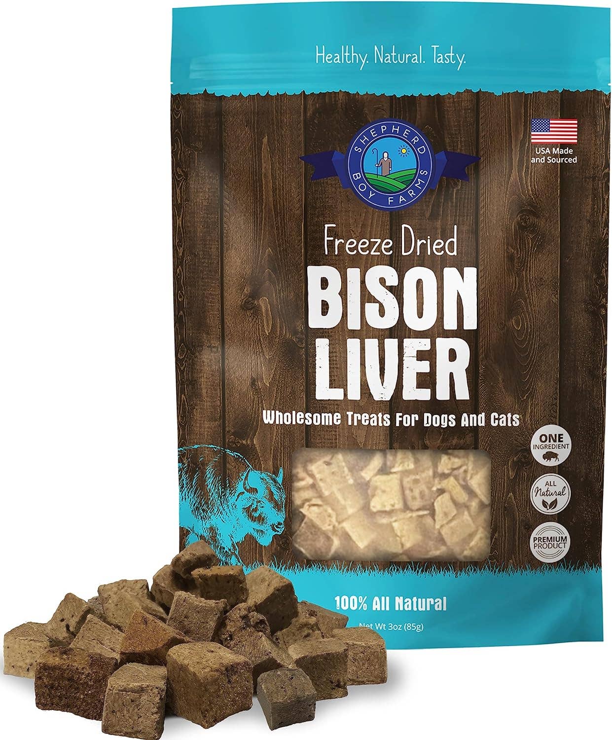 Shepherd Boy Farms- Freeze Dried Bison Liver Treats (3oz, 8oz)