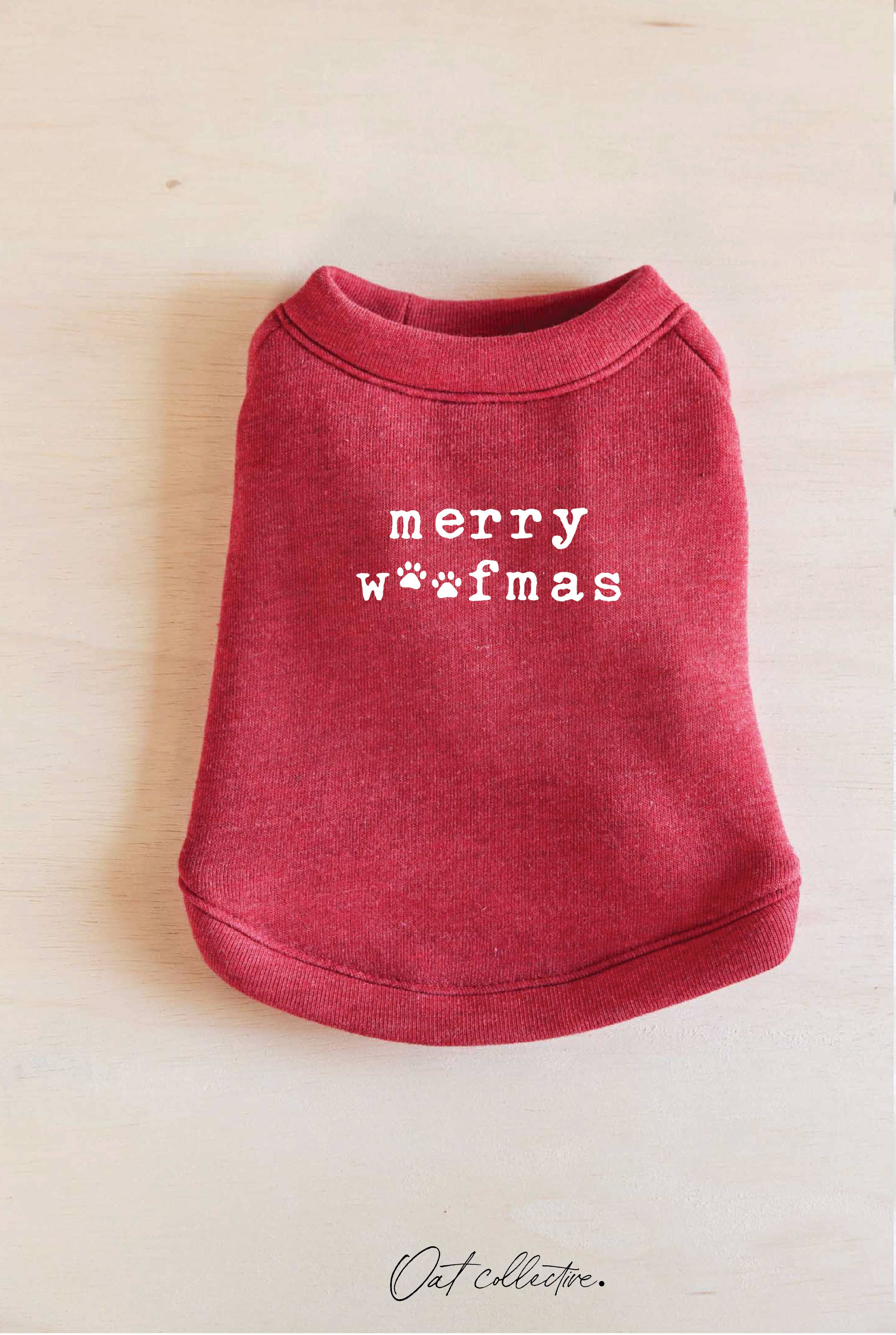 OAT COLLECTIVE - MERRY WOOFMAS Pet Graphic Sweatshirt : HEATHER FOREST / XL