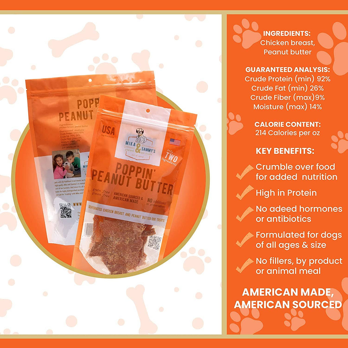 Mika and Sammy's Gourmet Pet Treats | Poppin’ Peanut Butter (5oz Bag)