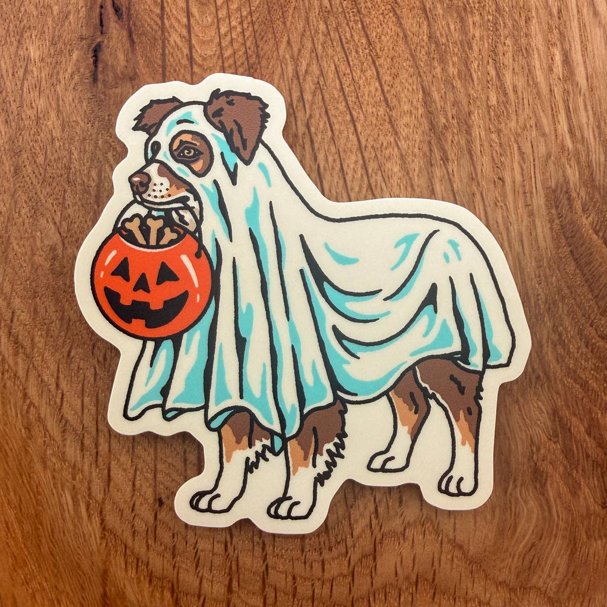 Steel Bison - Ghost Australian Shepherd (Red Tricolor) 3 Inch Matte Vinyl Sticker
