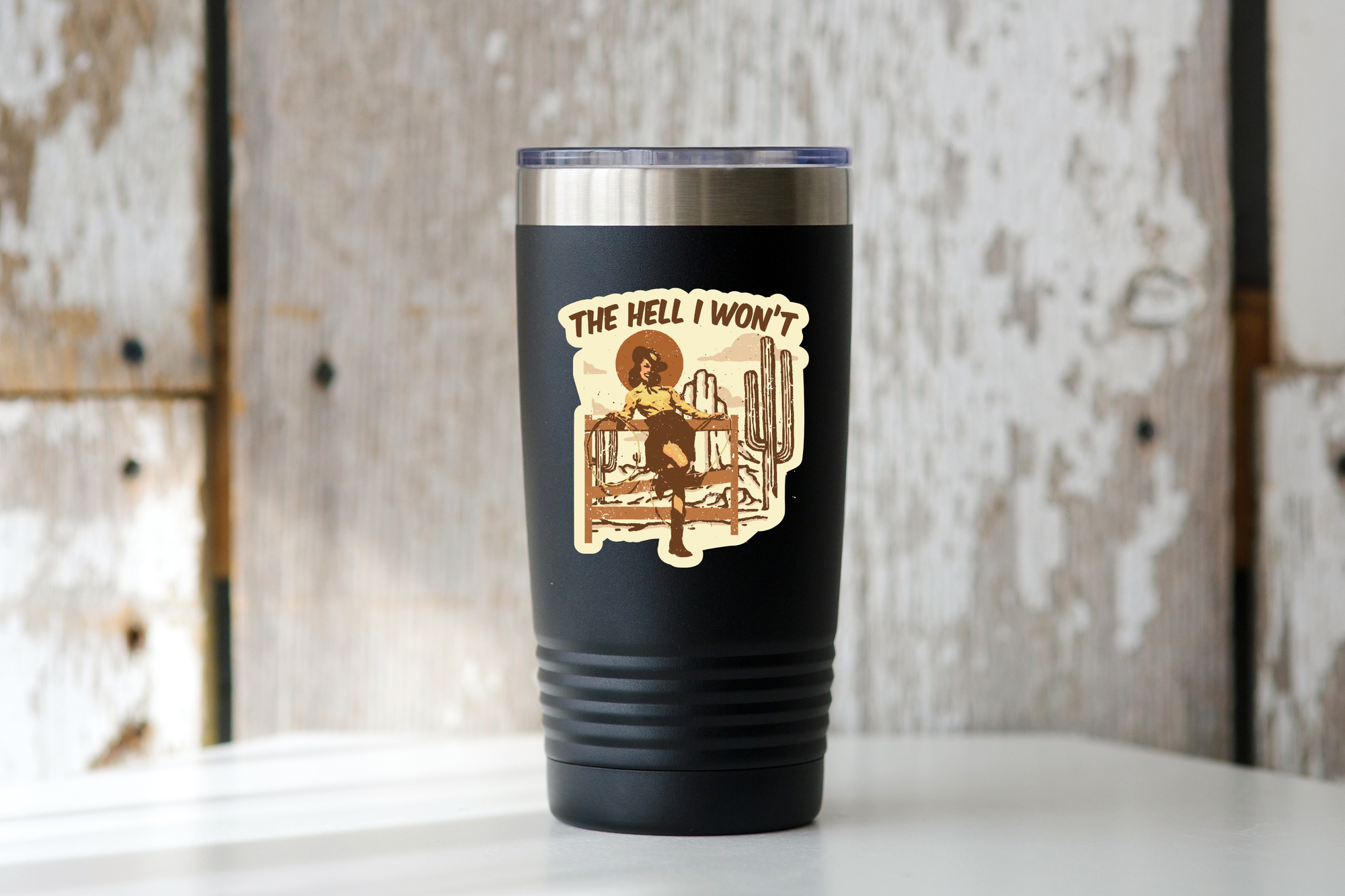 Yarnival - The Hell I Won't Sticker - cowgirl, western, Wild West