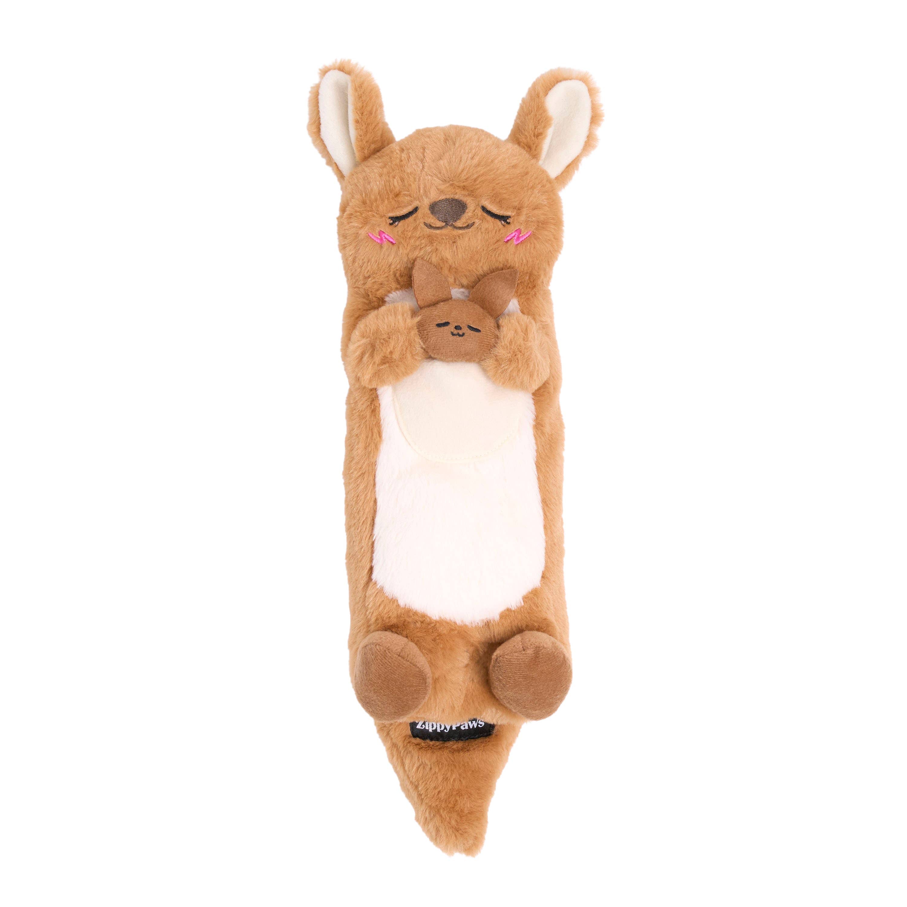 ZippyPaws - Snooziez with Shhhqueaker Kangaroo Silent Dog Toy