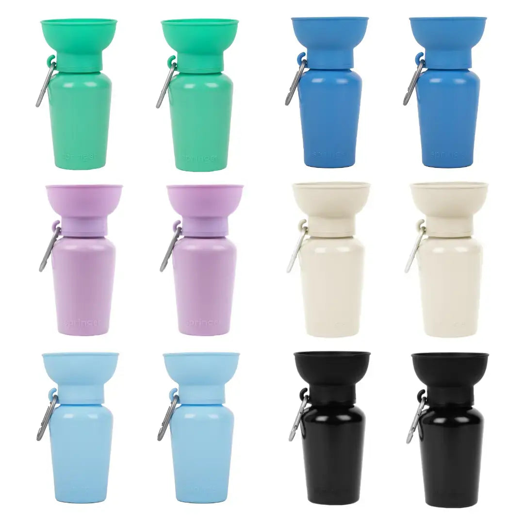 Springer Pets - Dog Travel Water Bottle, 20oz, Flip Silicone (12 Pack): Mixed (12 Pack)