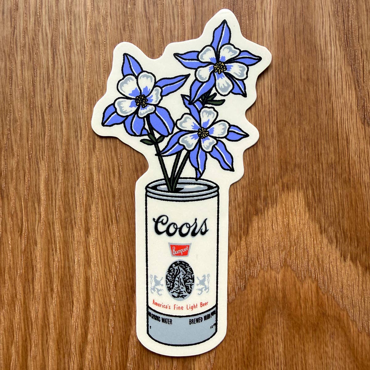 Steel Bison - Blue Columbine Beer Can 4 Inch Matte Vinyl Sticker