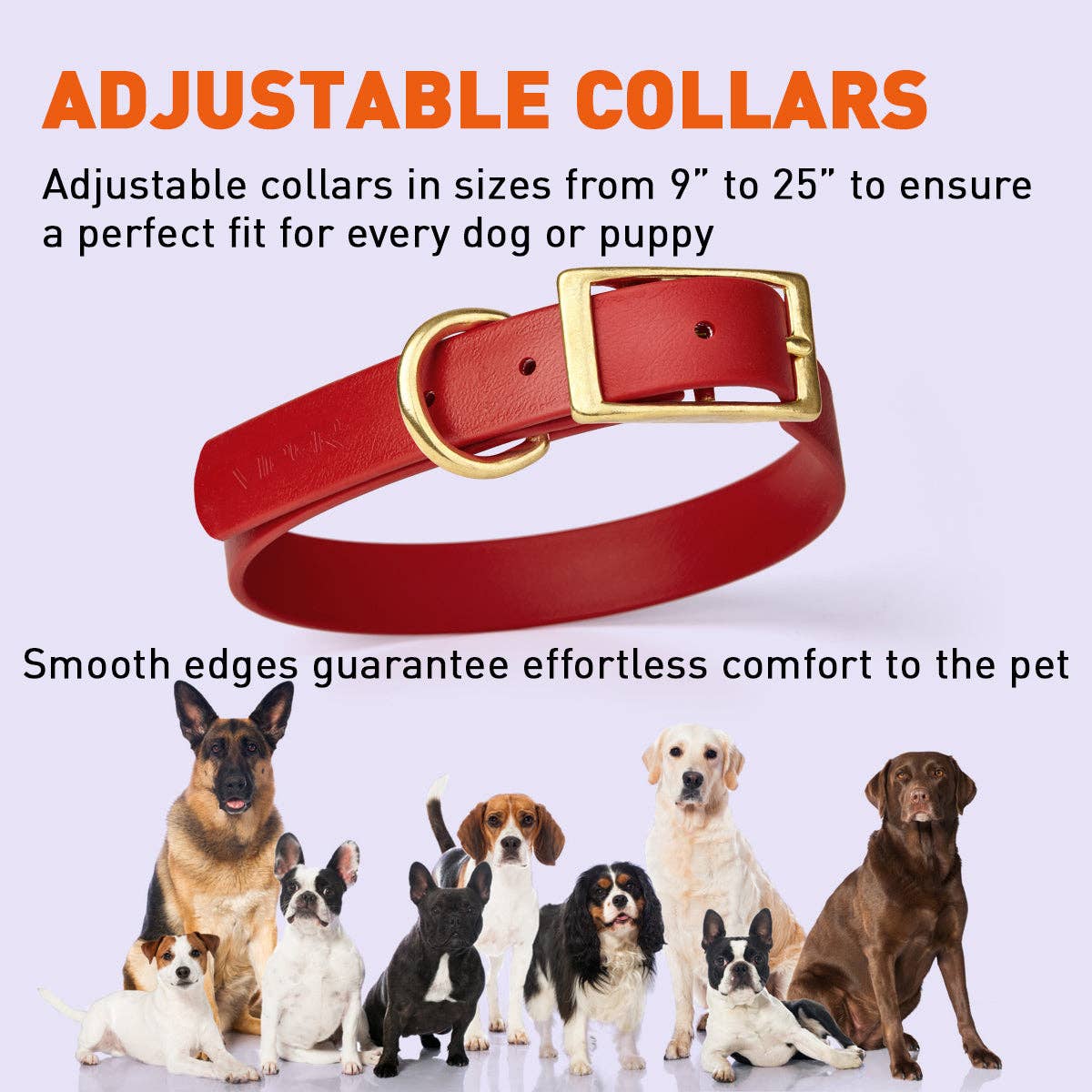Dogline - Viper Biothane Waterproof Collar - Brass Hardware: Red / 12"-15" / 5/8"