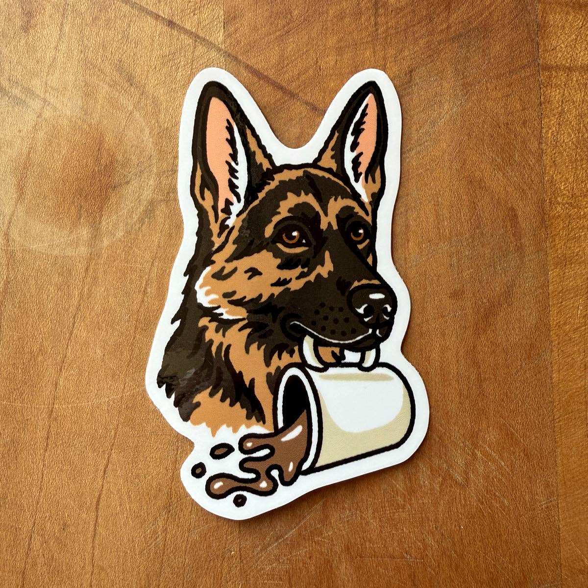 Steel Bison - Coffee German Shepherd 3.5 Inch Glossy Vinyl Sticker