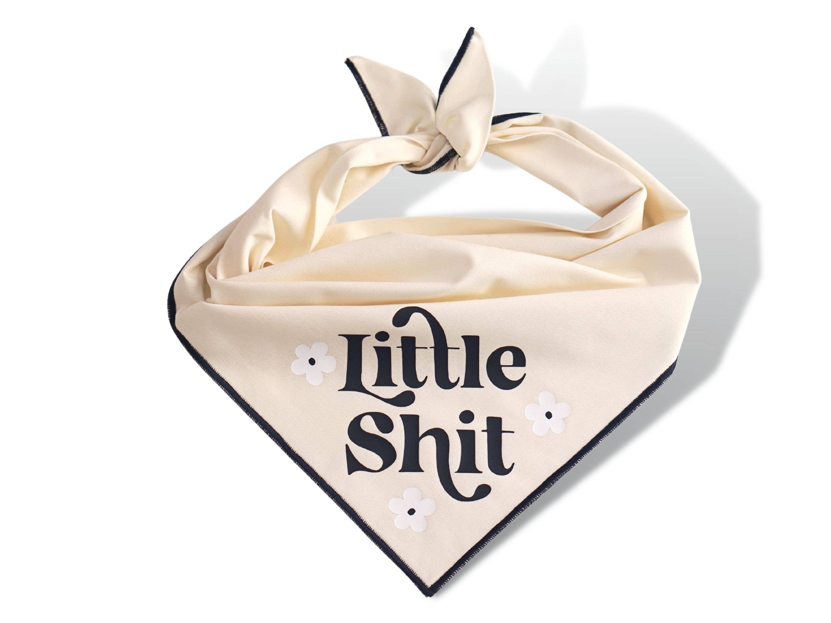 Boneyard Co. - "Little Sh*t" Funny Sassy Dog Bandana, unique dog mom gifts: Peach / Small / Tie-On