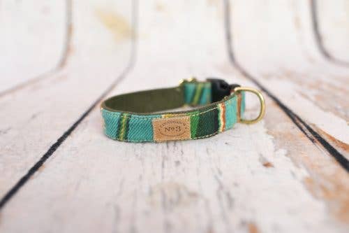 Finnegan’s Standard Goods - 1" TURQUOISE SERAPE STRIPE COLLAR: S (15 - 25 lbs)