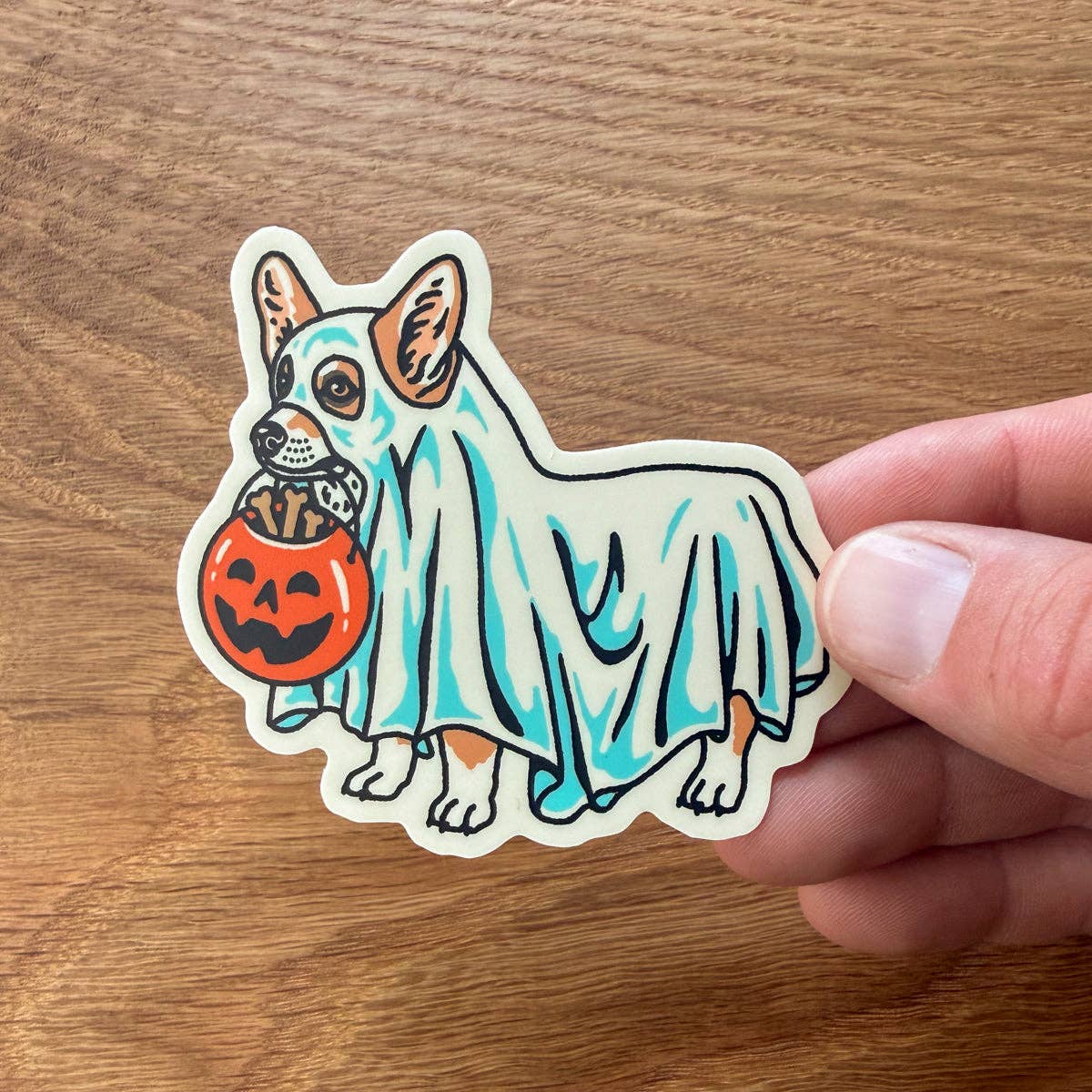 Steel Bison - Ghost Corgi (Red/White) 3 Inch Matte Vinyl Sticker