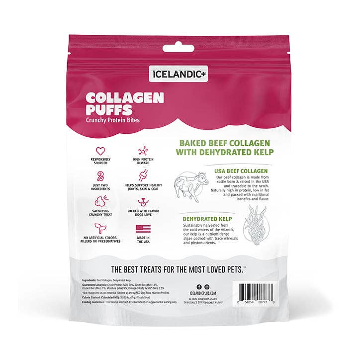 Icelandic+ - Beef Collagen Puffs with Kelp Treats for Dogs - 2.5oz: 2.5-oz Bag