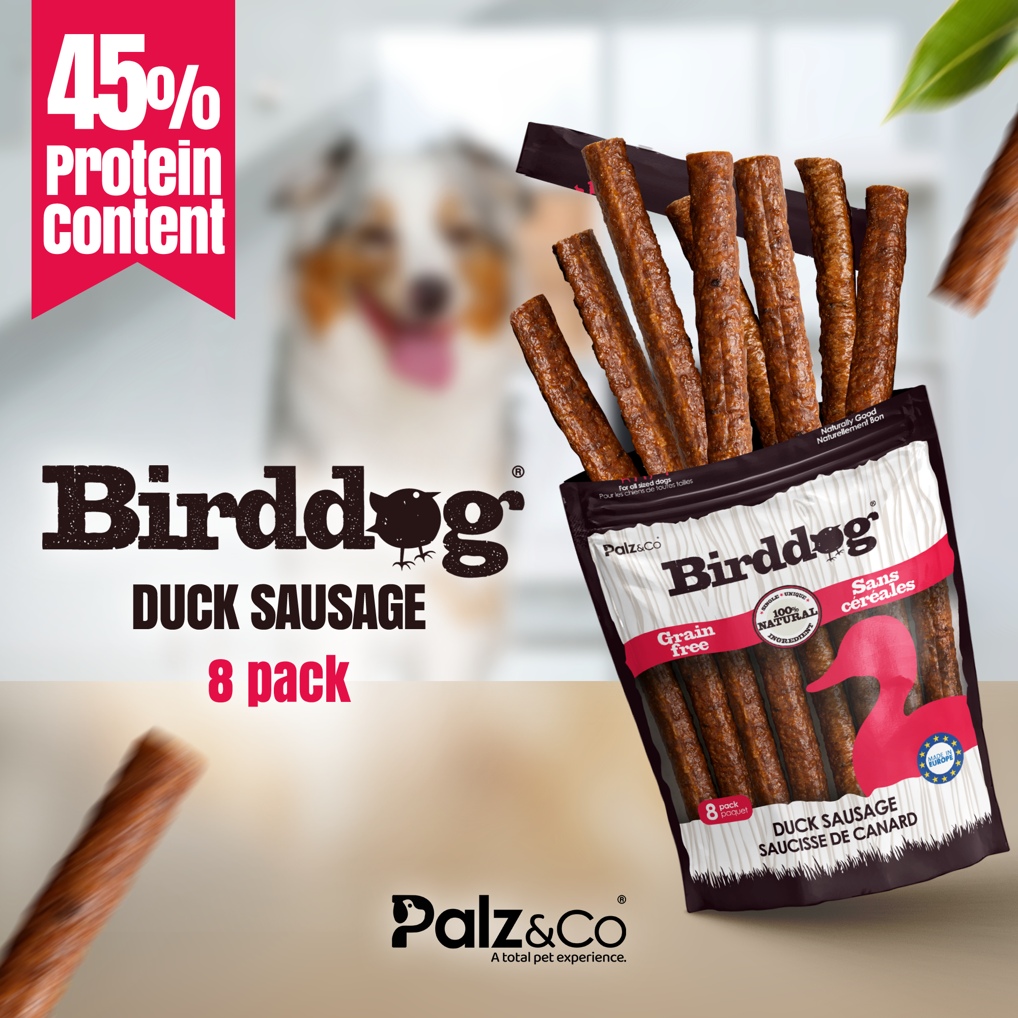 Palz&Co - Birddog Duck Sausage: 8 Pack