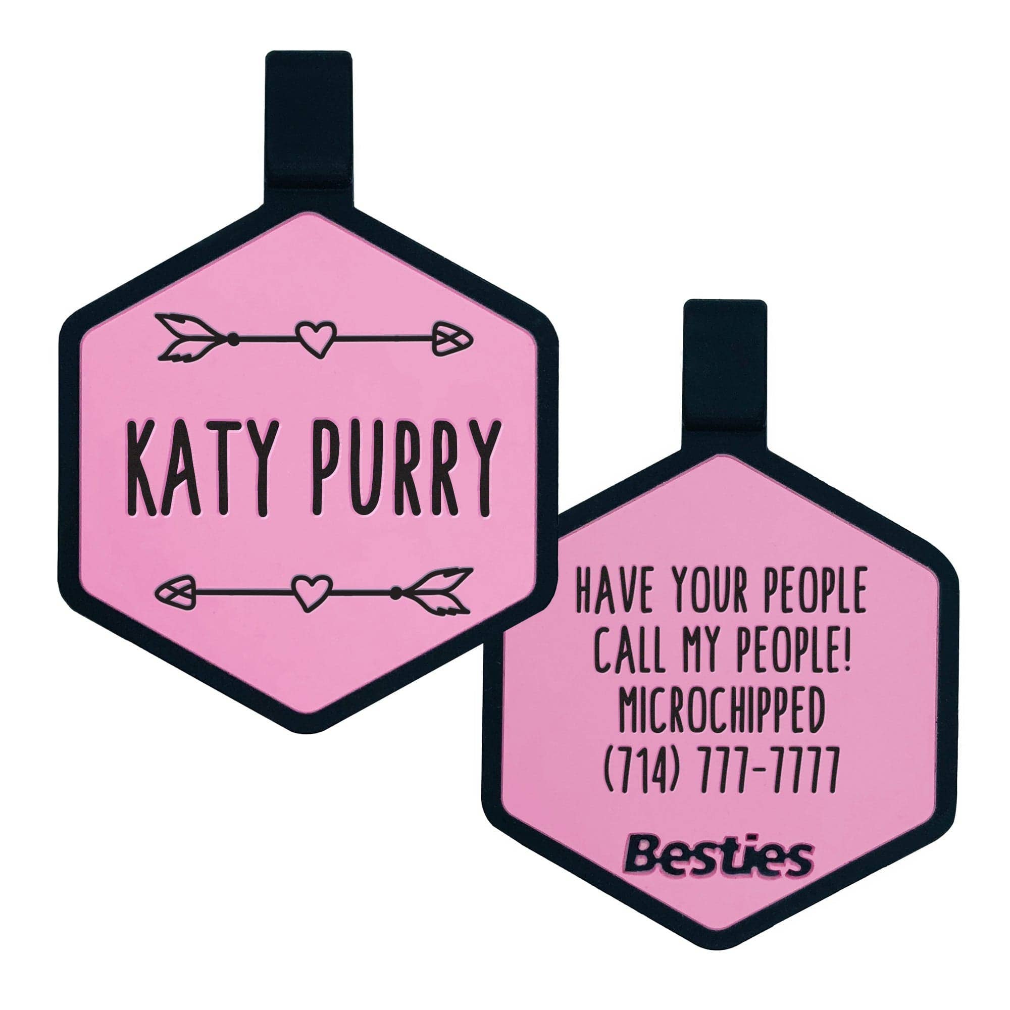 Besties Pets - Wild One Silicone Dog ID Tag: Flamingo Pink