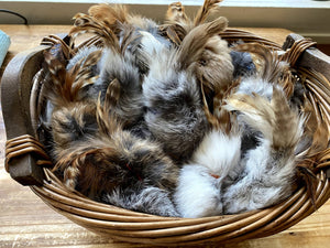 Natural Rabbit Fur & Feathers, Handmade Cat Toy, Birbits