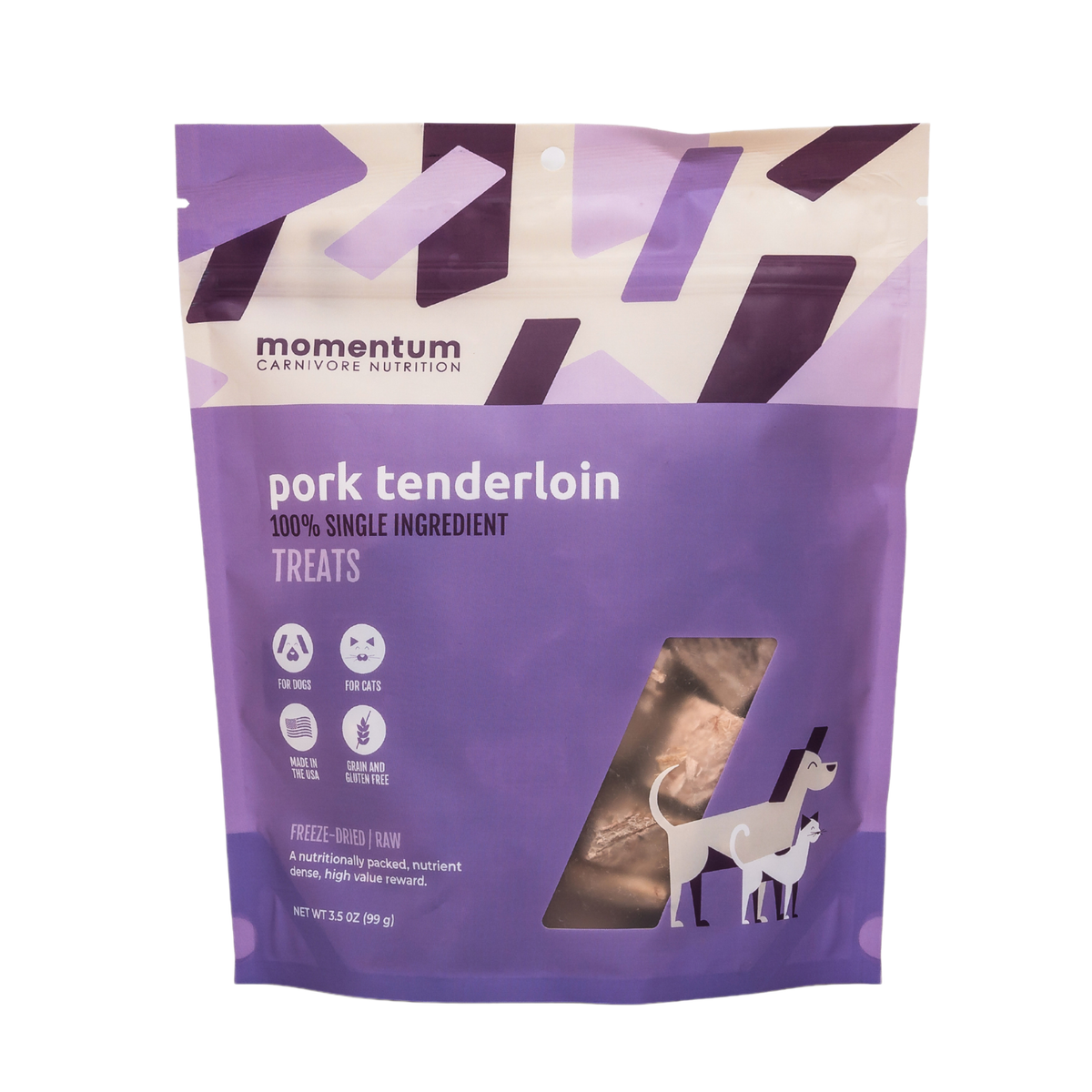 Momentum Carnivore Nutrition | Freeze-Dried Pork Tenderloin Treats for Dogs & Cats (3.5 oz)