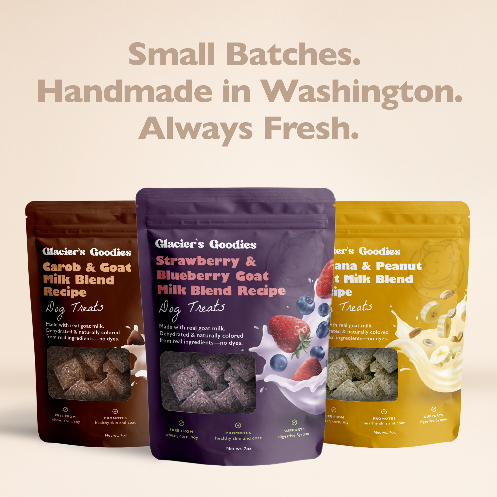 Glacier's Goodies - Goat Milk Dog Treats – Strawberry & Blueberry (7oz) 6pack