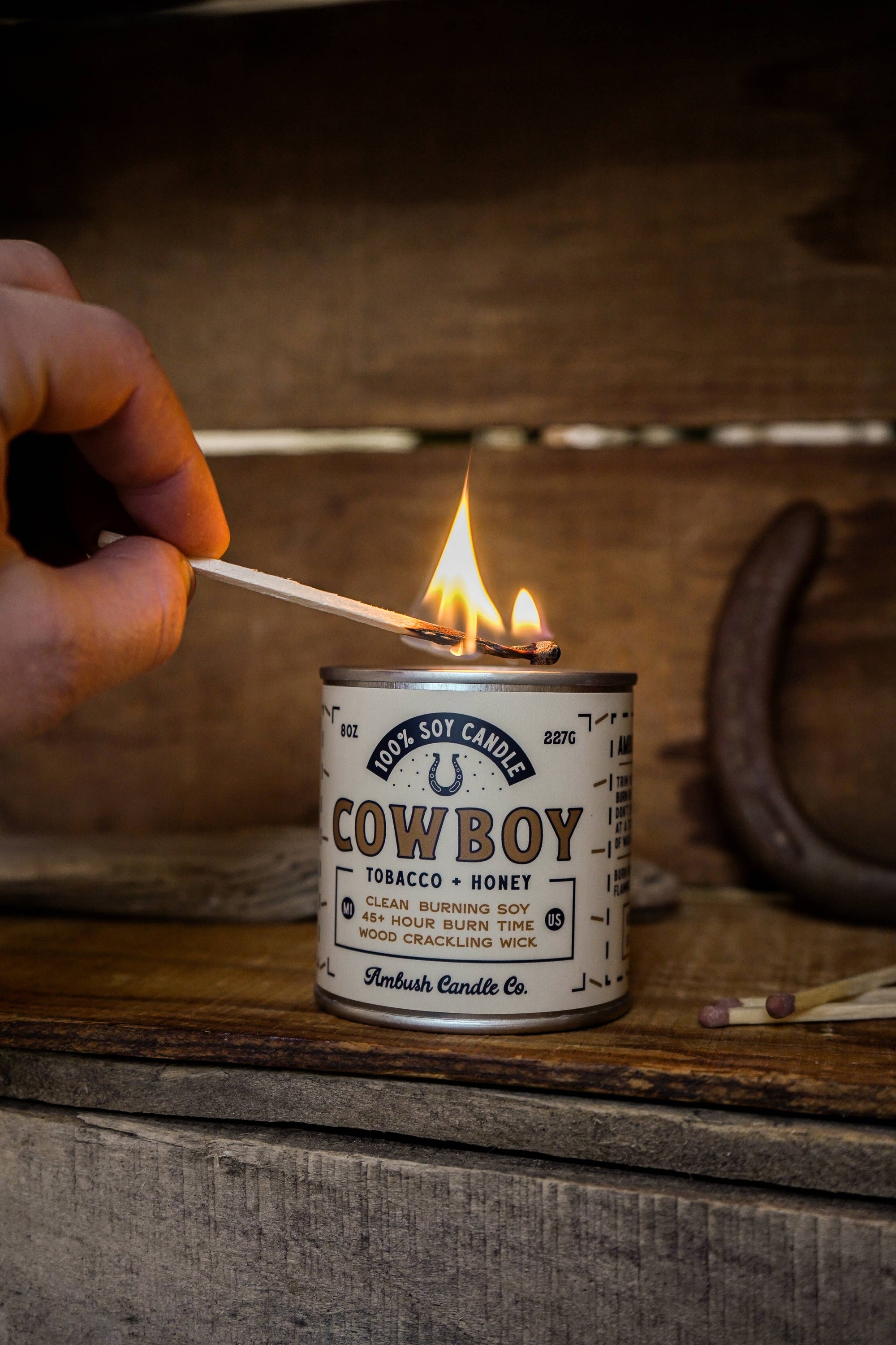 Ambush Candle Co. - Cowboy | Tobacco + Honey 8oz Soy Candle