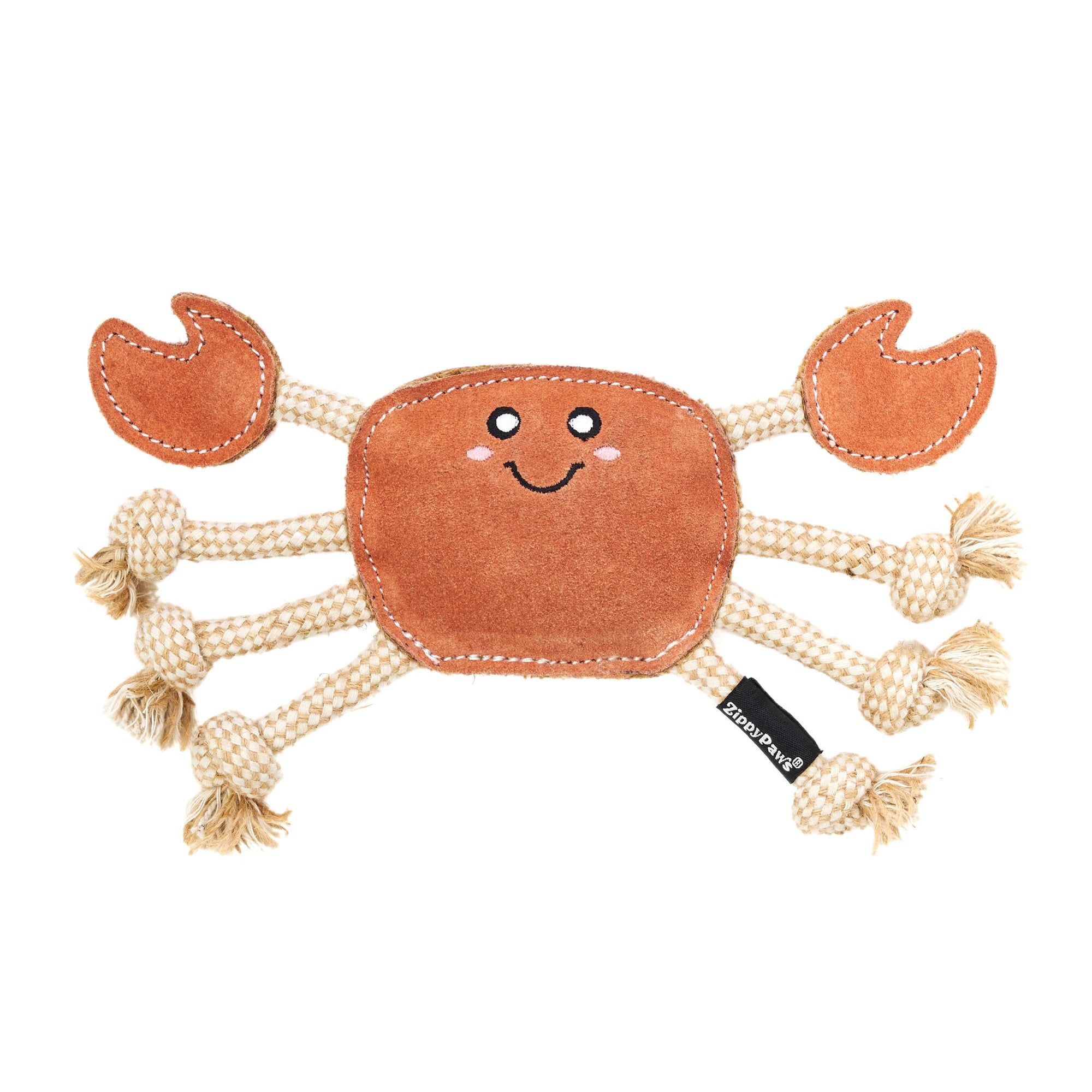 ZippyPaws - EcoZippy Suede and Rope Buddies - Crab - Dog Toy