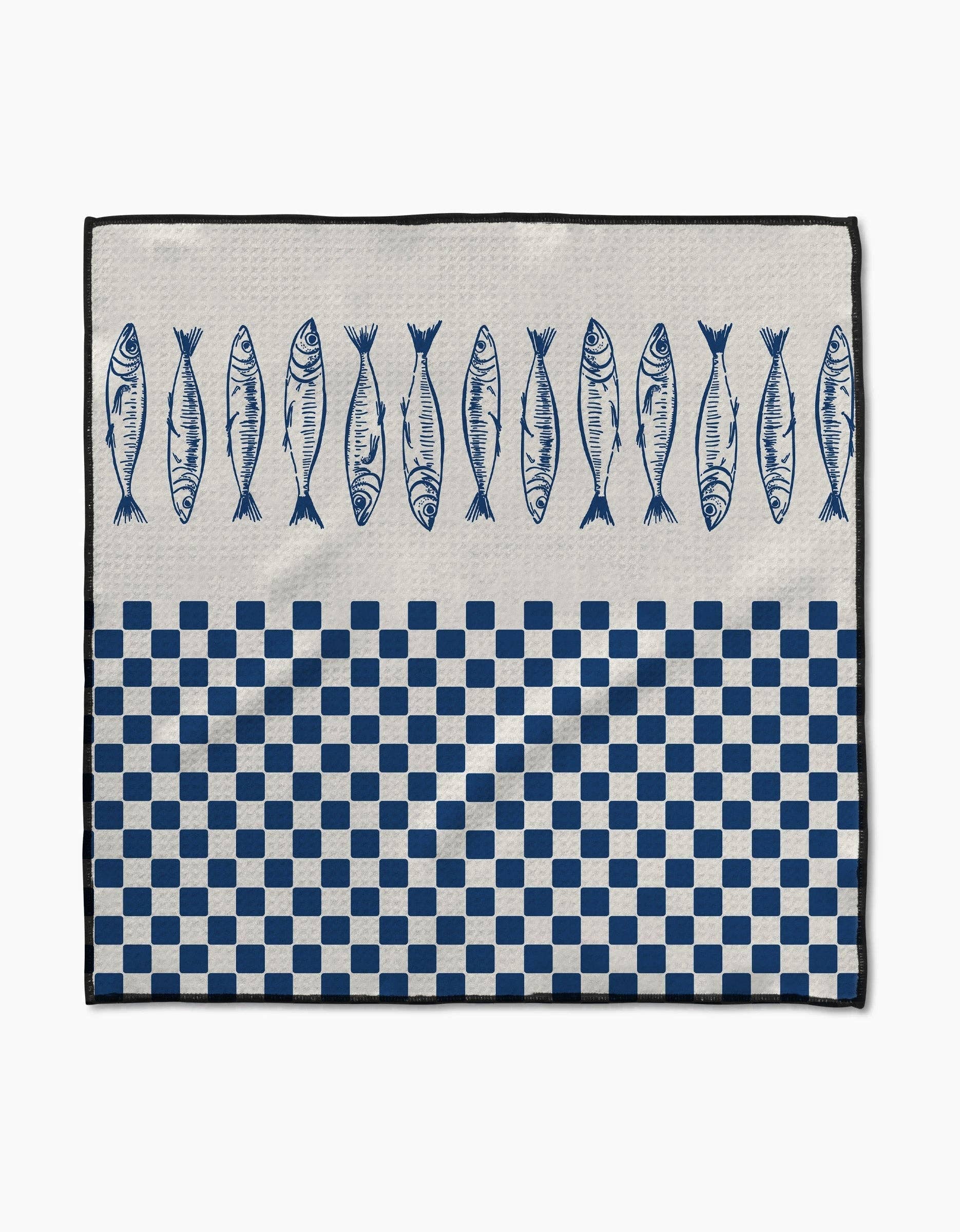Geometry - Sardine Check Blue Paw Towel