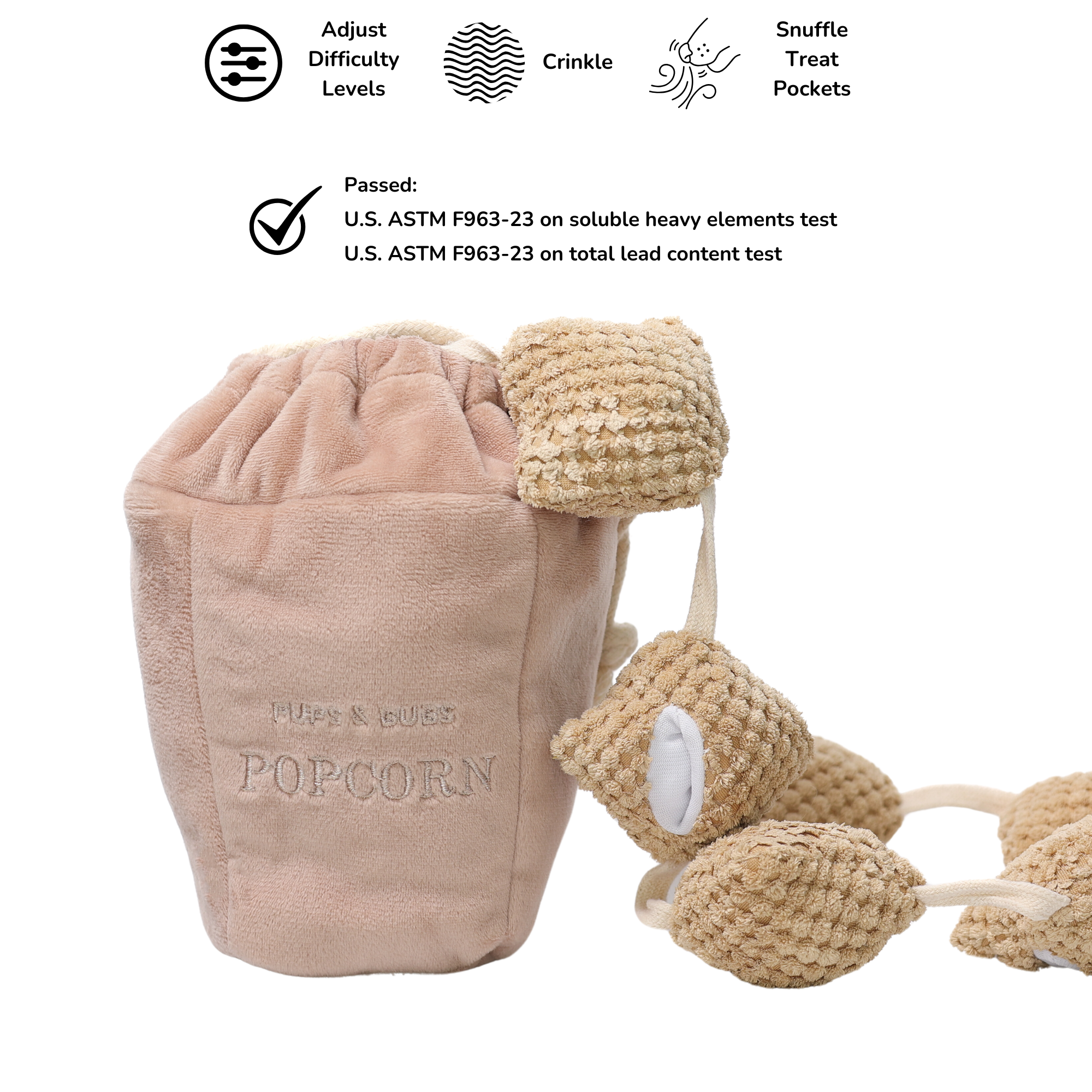 Pups & Bubs - Popcorn Nosework Enrichment Toy | Snuffle | Squeaker