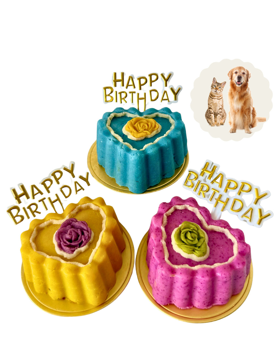 Pearl and Paw - Meaty Birthday Cake For Cats & Dogs Treat (Shelf-Stable) : Variety: Blue-Pink-Yellow / Duck Meat