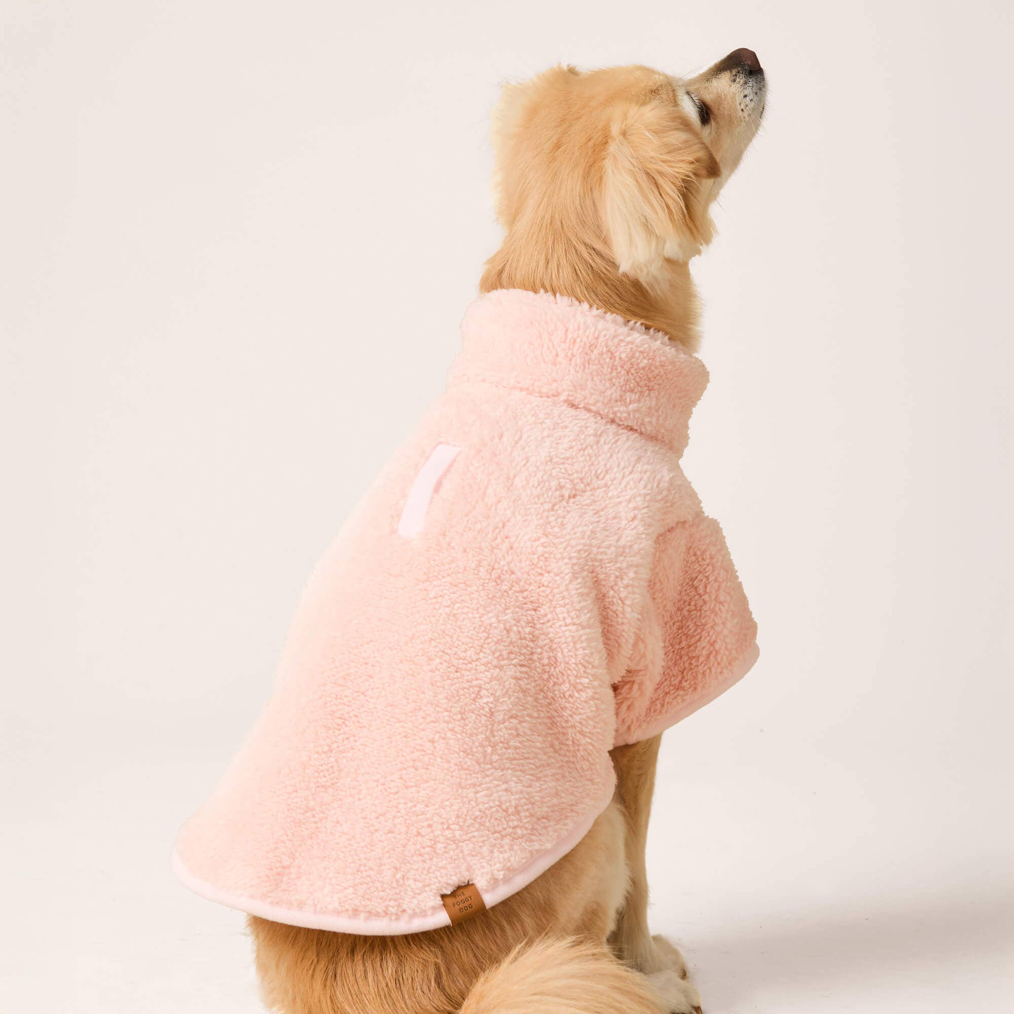 The Foggy Dog - Pink Quarter-Zip Sherpa Dog Jacket: XL