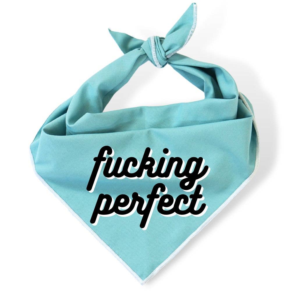 Boneyard Co. - "F*cking Perfect" Funny and Sassy Dog Bandana: Medium / Tie-On