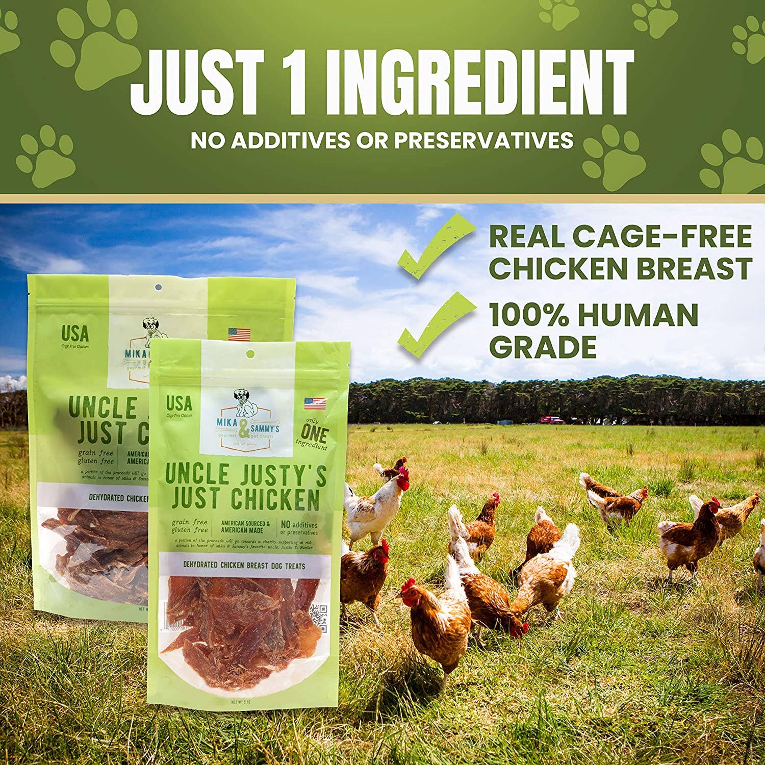 Mika and Sammy's Gourmet Pet Treats | Uncle Justy's Just Chicken (5oz Bag)