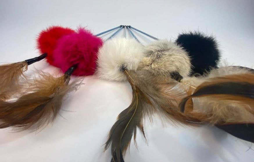 Dogs and Cats Oh My - Cat Wands with Rabbit Fur: Wood Wand with Fur