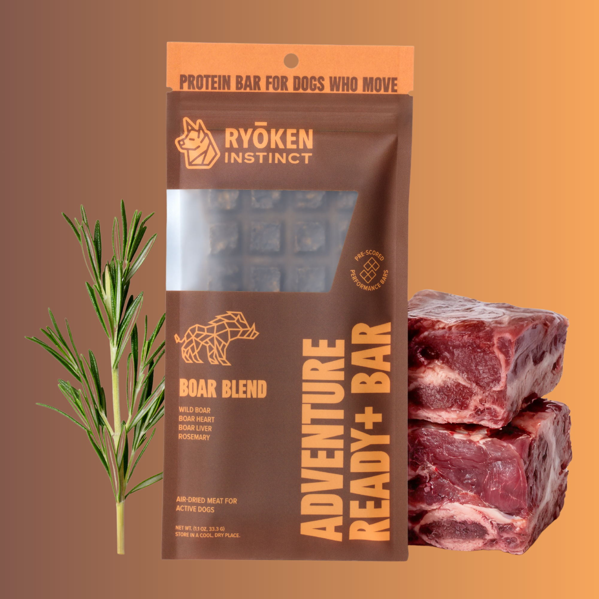 RYŌKEN INSTINCT - Boar Treat & Snack Bar for Active Dogs - Energy & Recovery