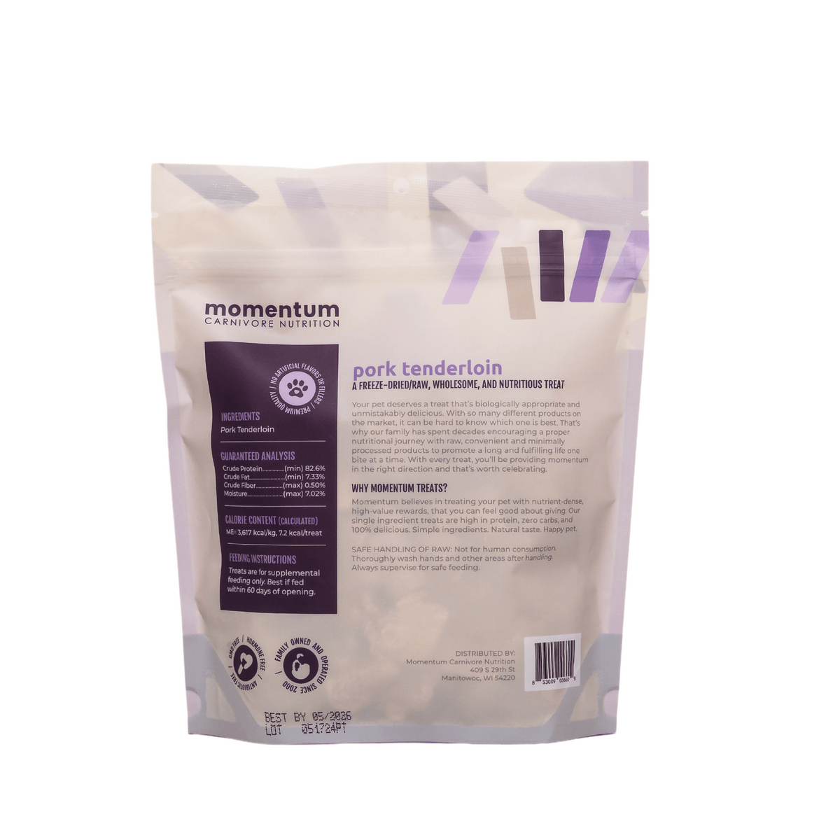 Momentum Carnivore Nutrition | Freeze-Dried Pork Tenderloin Treats for Dogs & Cats (3.5 oz)