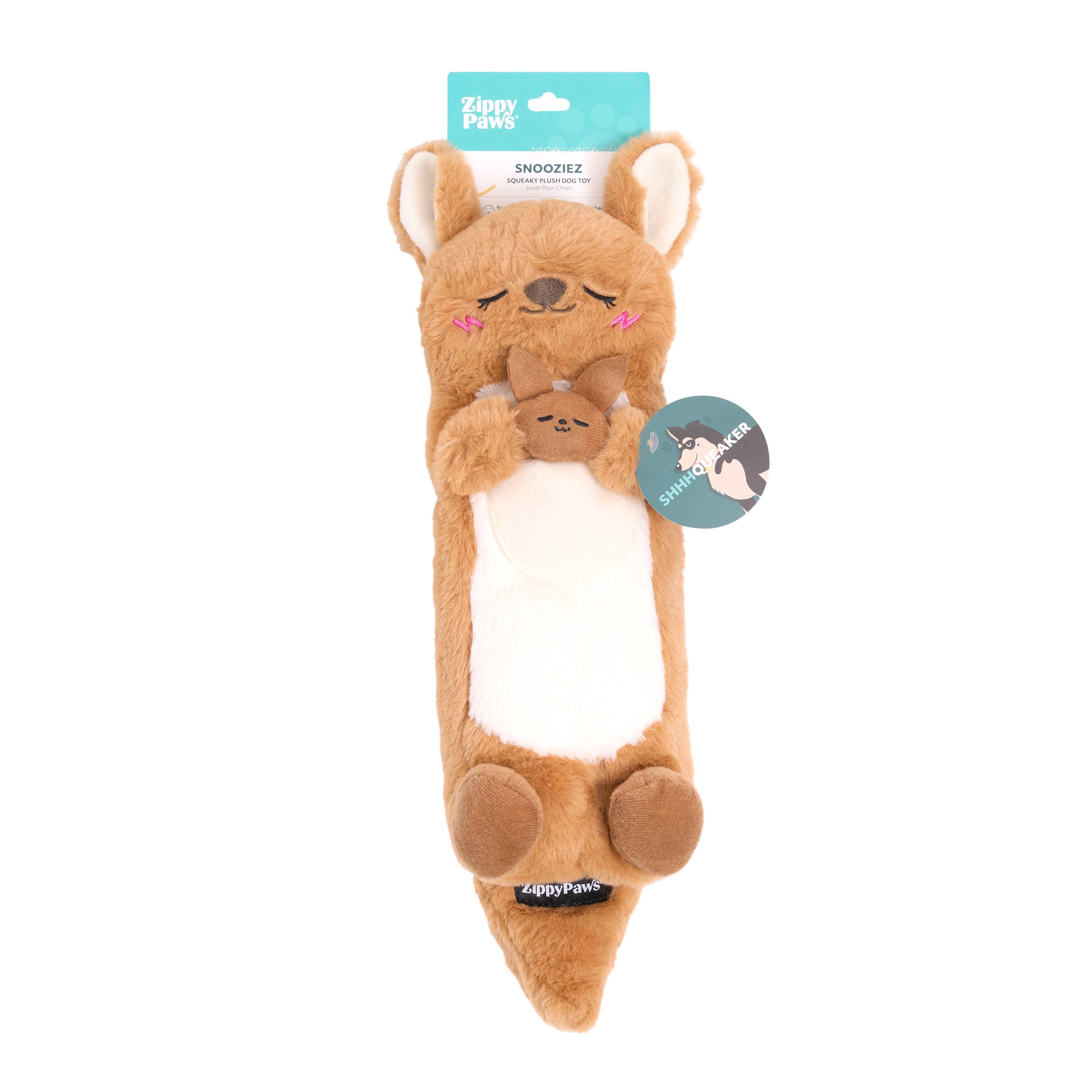 ZippyPaws - Snooziez with Shhhqueaker Kangaroo Silent Dog Toy