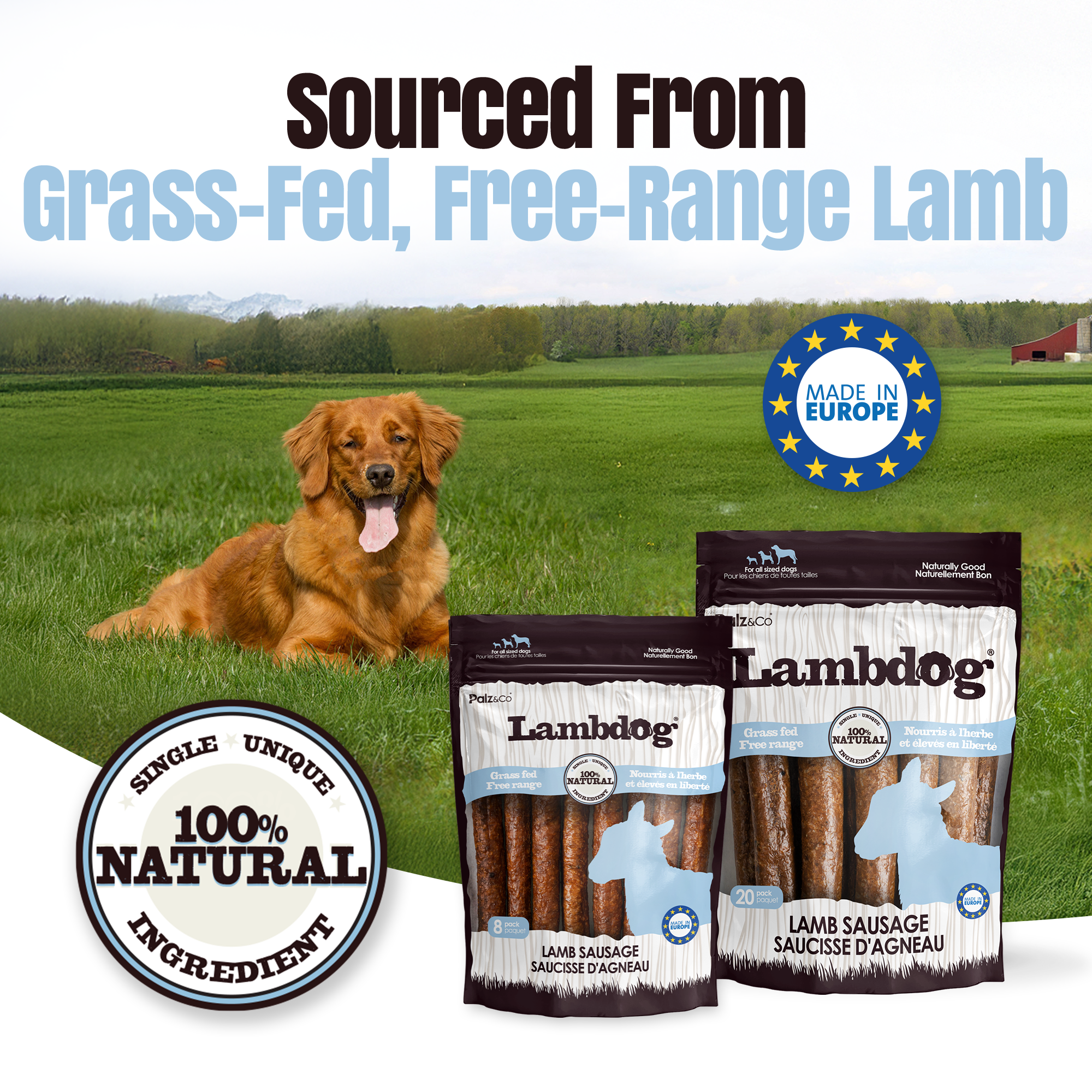 Palz&Co - Lambdog Lamb Sausage Treats: 20 Pack