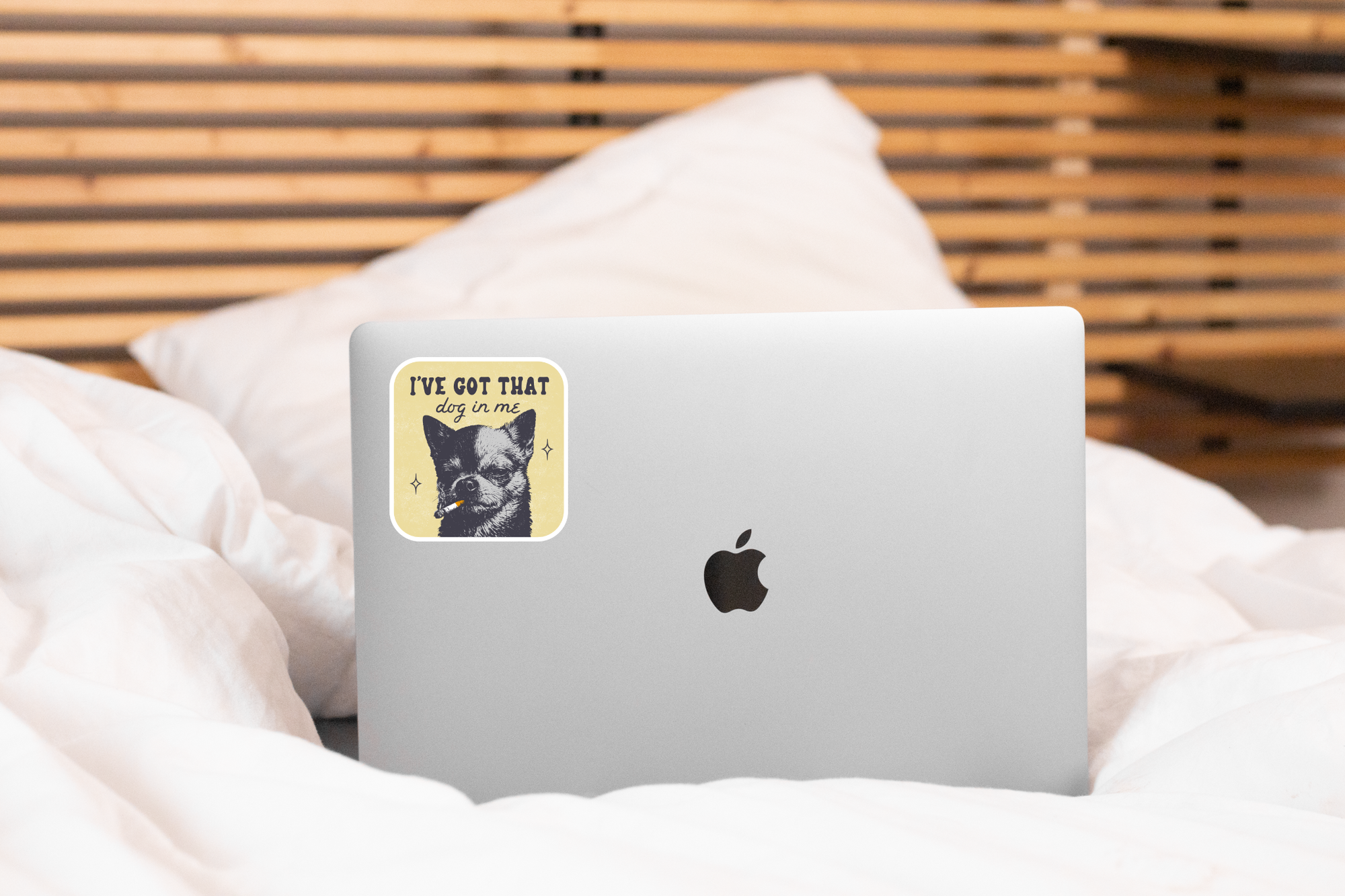 Yarnival - I've Got That Dog in Me Sticker - chihuahua, smoking, funny