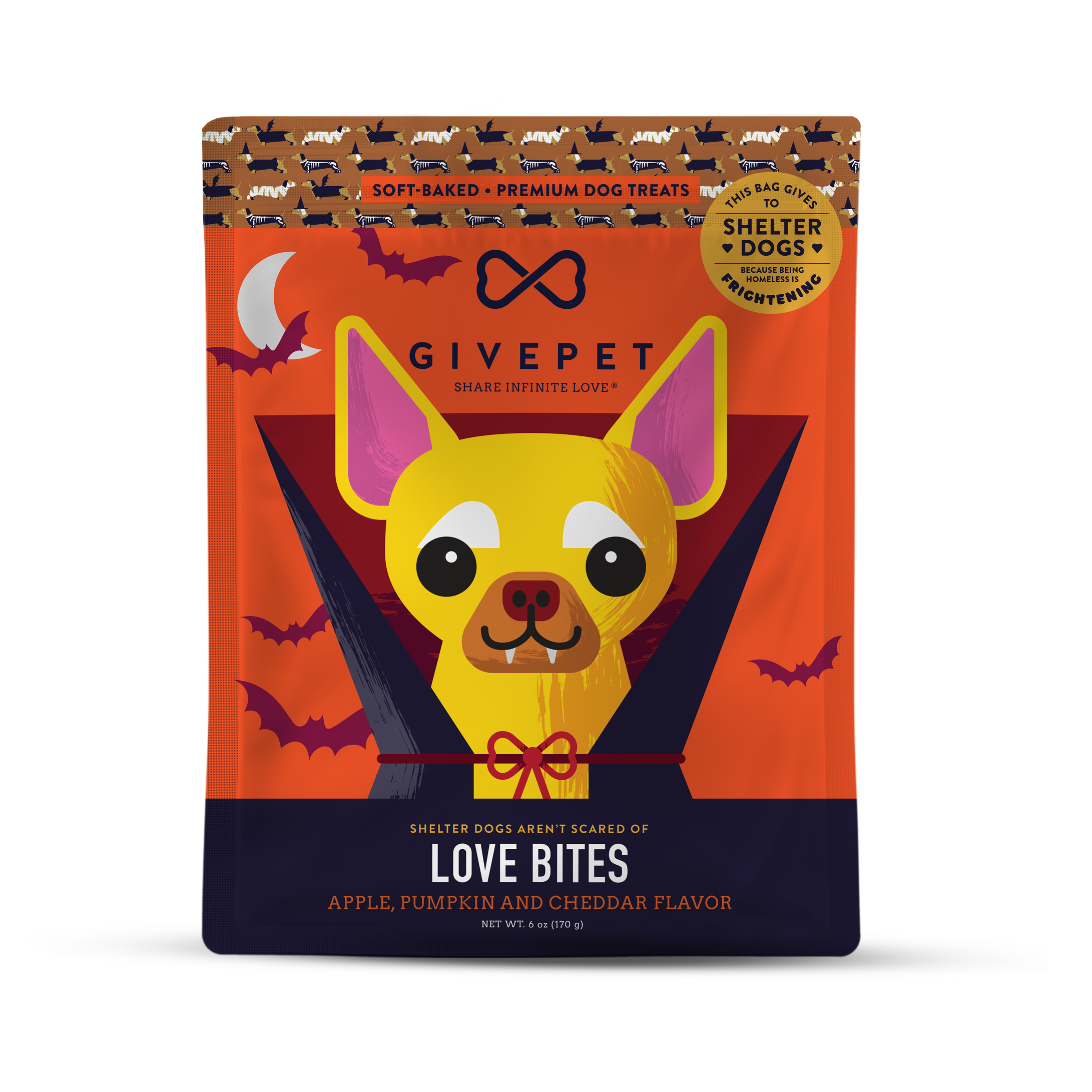 GivePet - GivePet Love Bites Halloween Dog Treats Pumpkin & Cheddar