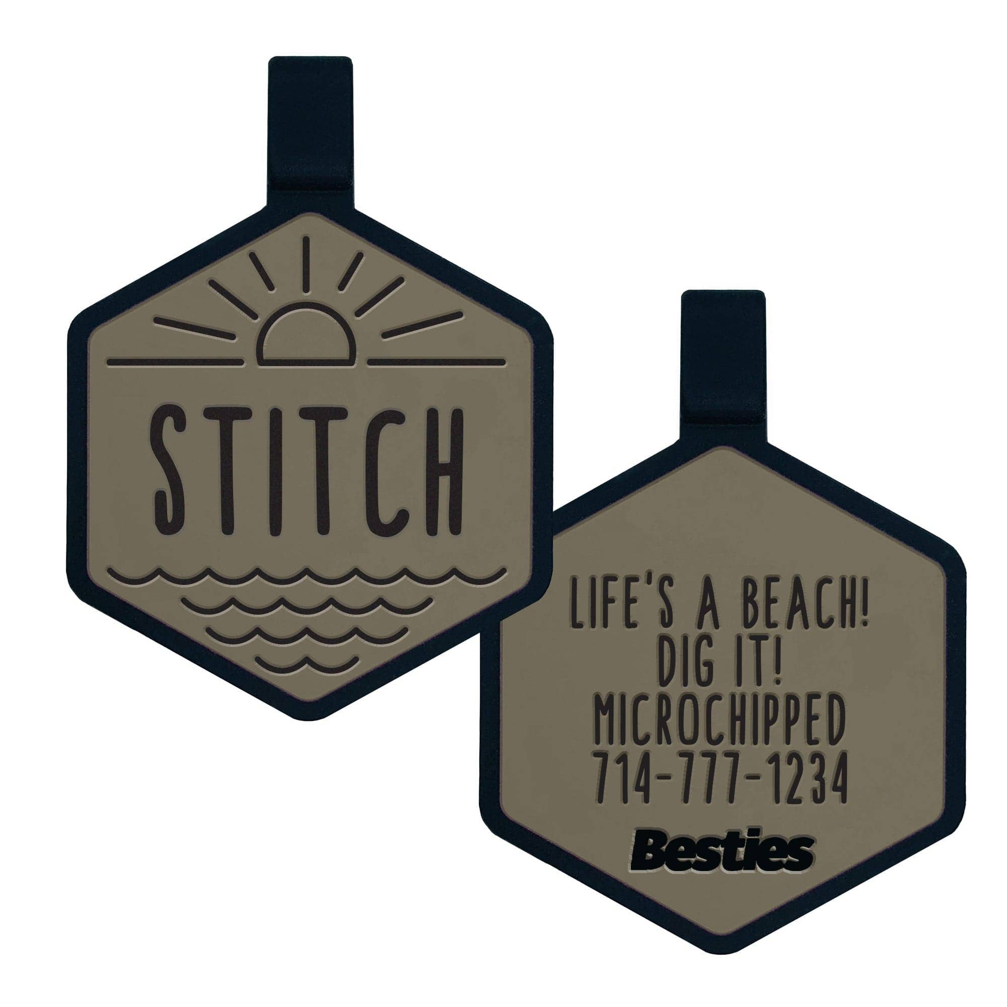 Besties Pets - Salt and Sun Silicone Dog ID Tag: Flamingo Pink