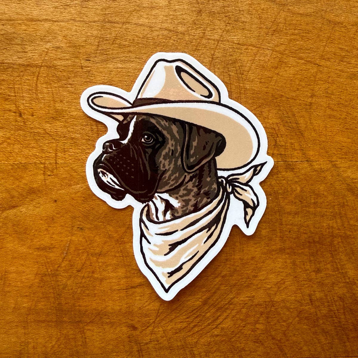 Steel Bison - Boxer (Brindle) Cowdog 3 Inch Glossy Vinyl Sticker