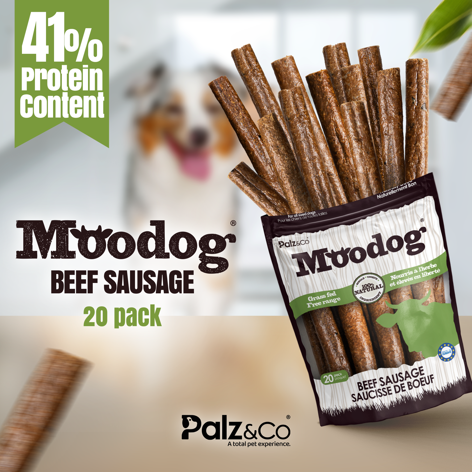 Palz&Co- Moodog Beef Sausage (8 Pack)