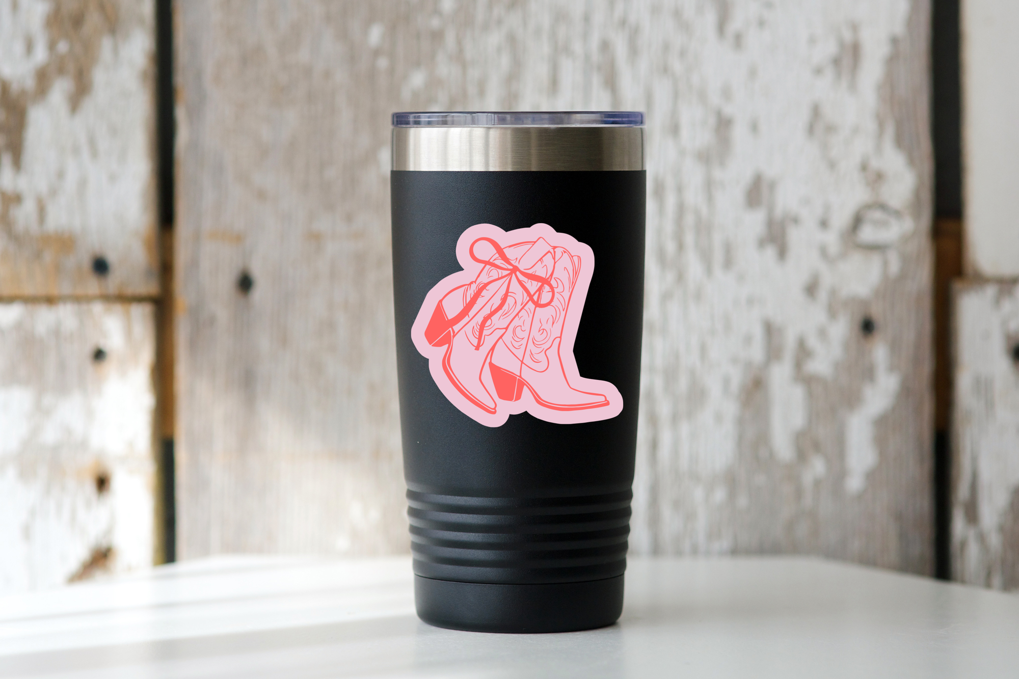 Yarnival - Pink Coquette Boots Sticker - cowgirl, west, girl, girly
