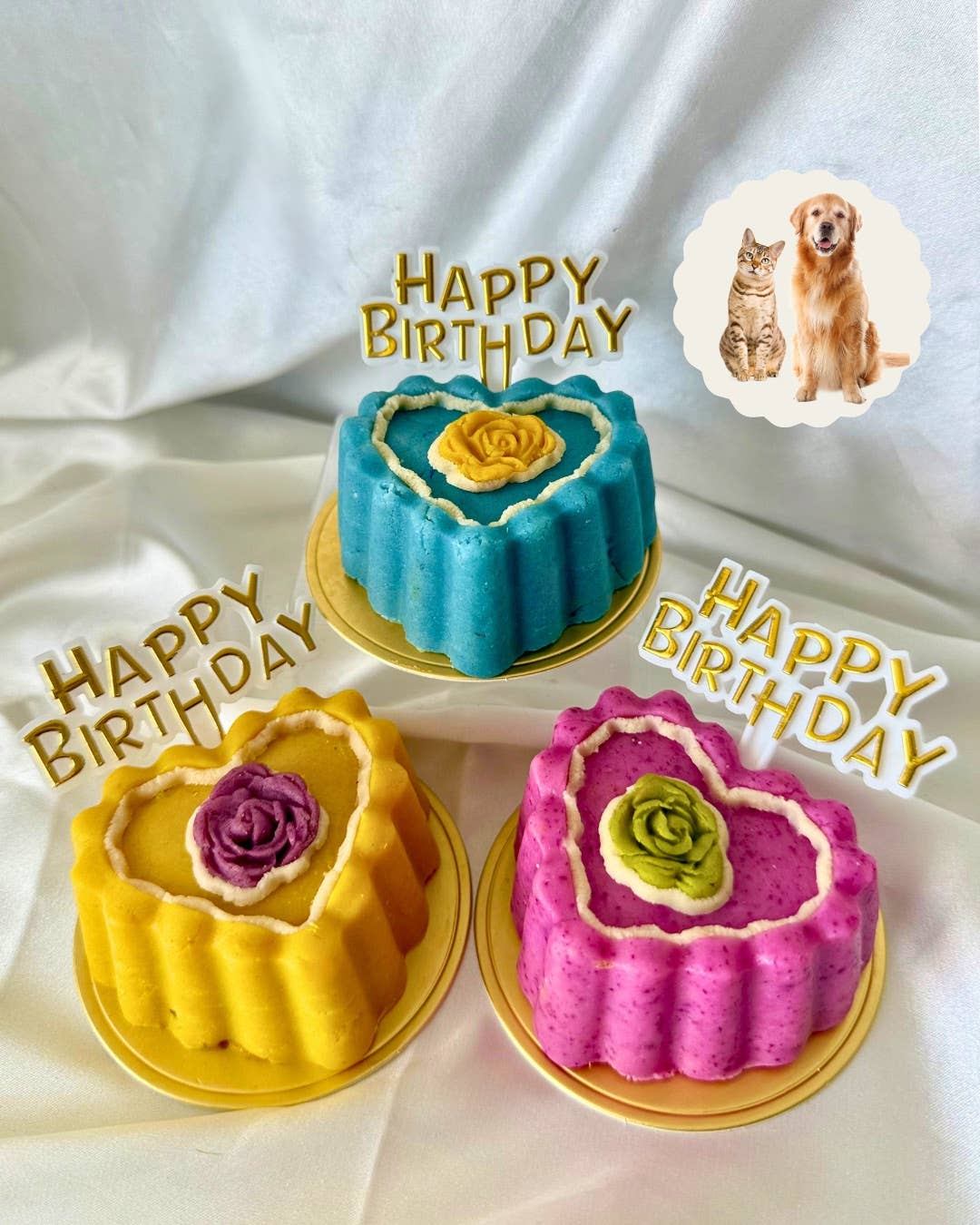 Pearl and Paw - Meaty Birthday Cake For Cats & Dogs Treat (Shelf-Stable) : Variety: Blue-Pink-Yellow / Duck Meat