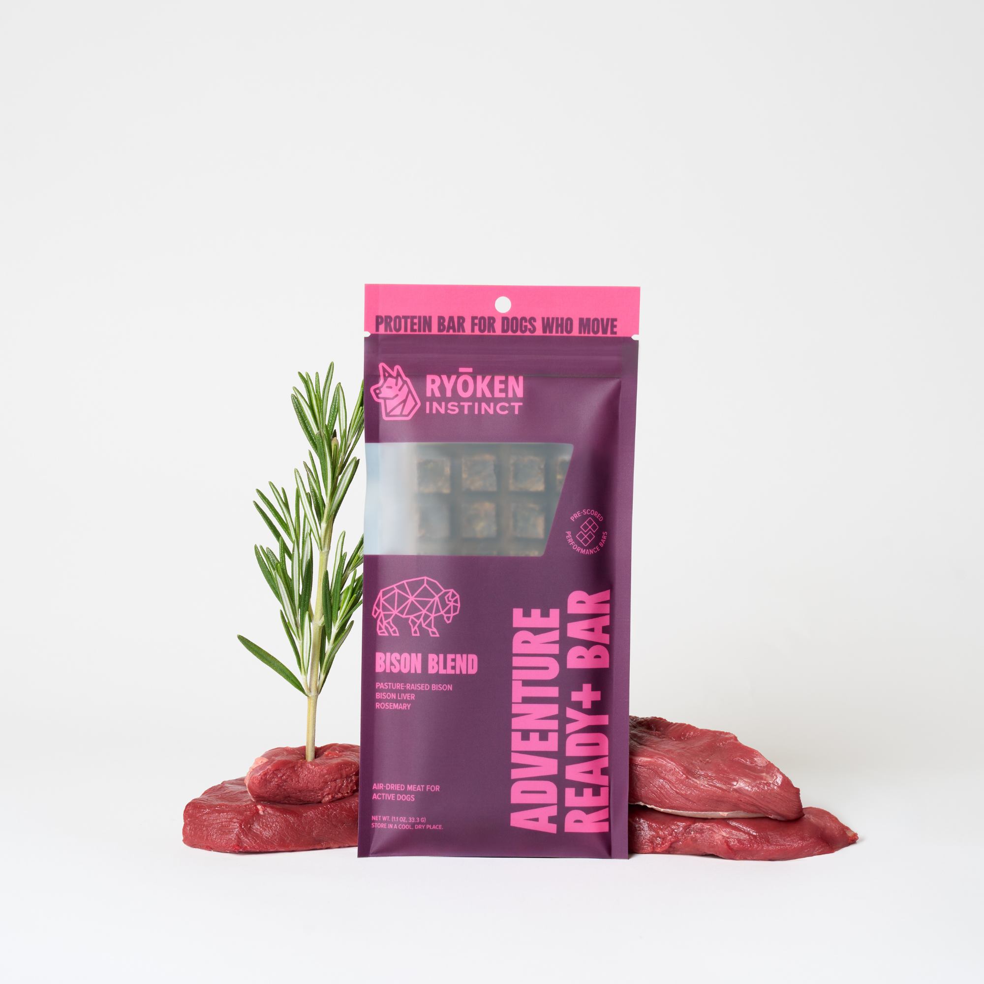 RYŌKEN INSTINCT - Bison Treat & Snack Bar for Active Dogs - Energy & Recovery
